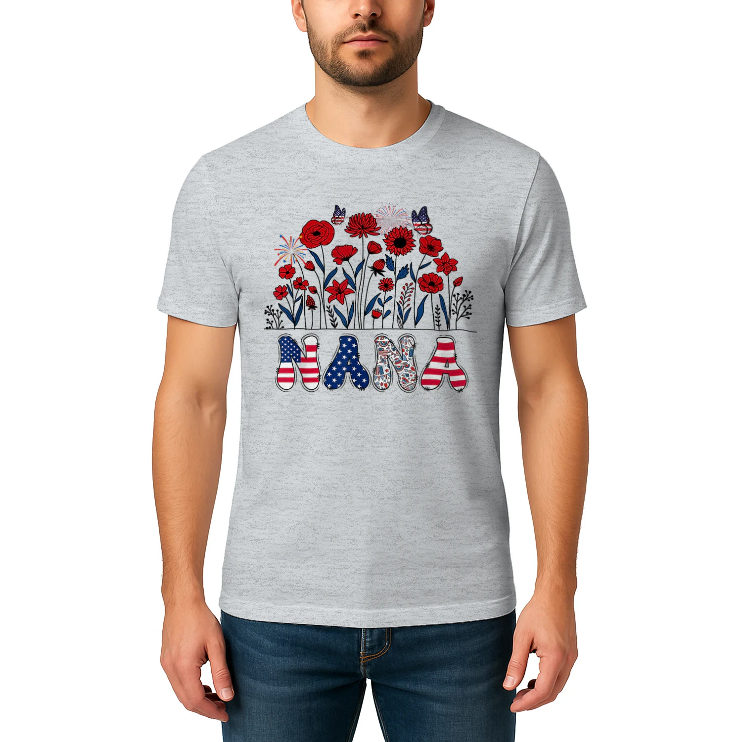 Groovy Nana 4th of July Patriotic Floral Women Mother's Day
