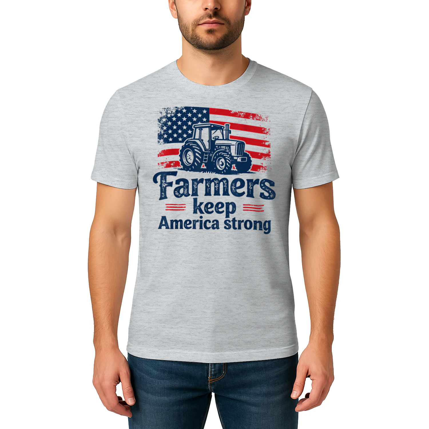 Patriotic American Farmer Tractor Farm Life USA Flag Farmer