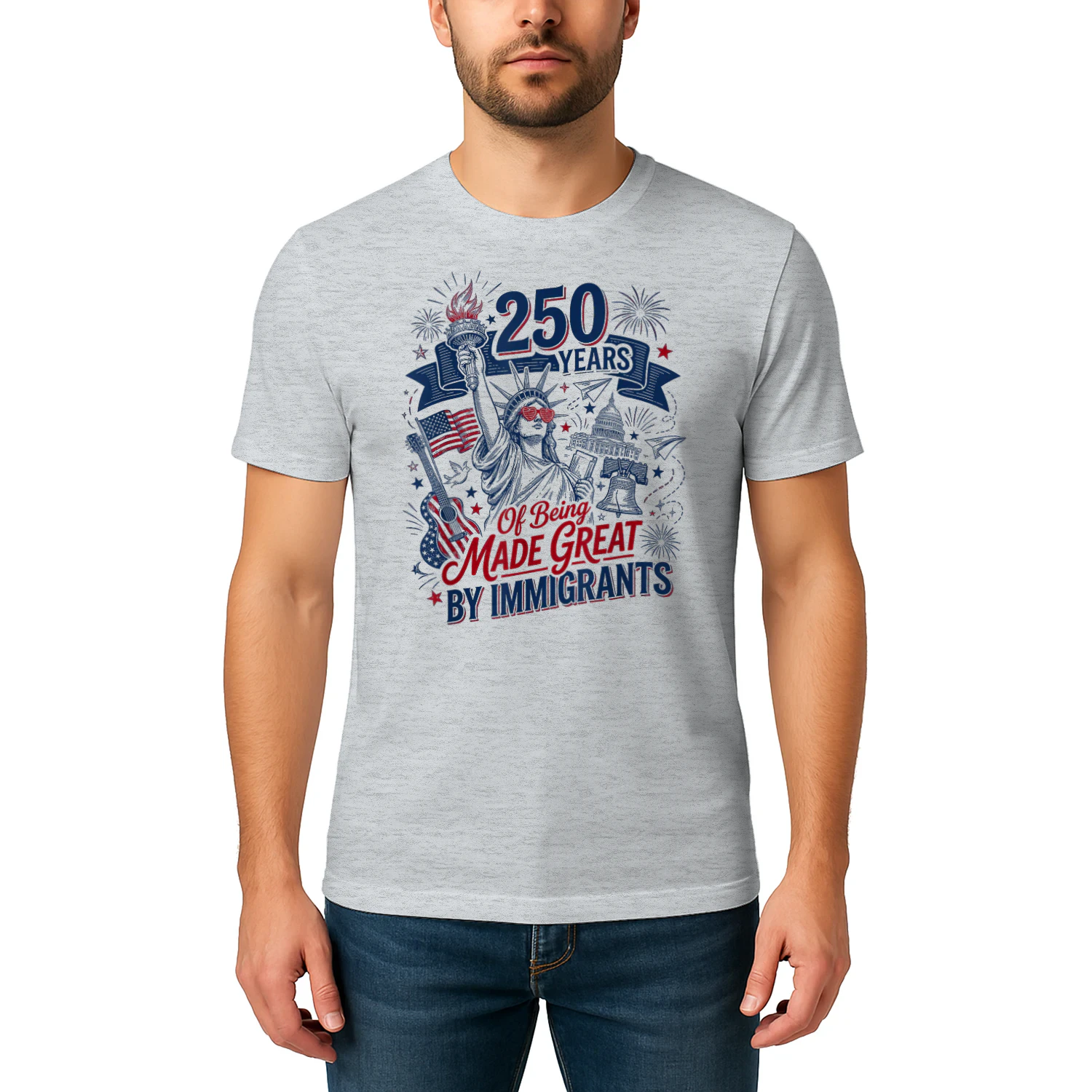 250 Years Made Great By Immigrants Patriotic Graphic