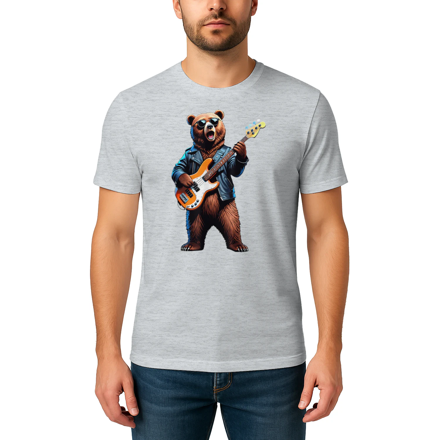 Retro Bear Playing Bass Guitar Bassist Guitarist Music Lover