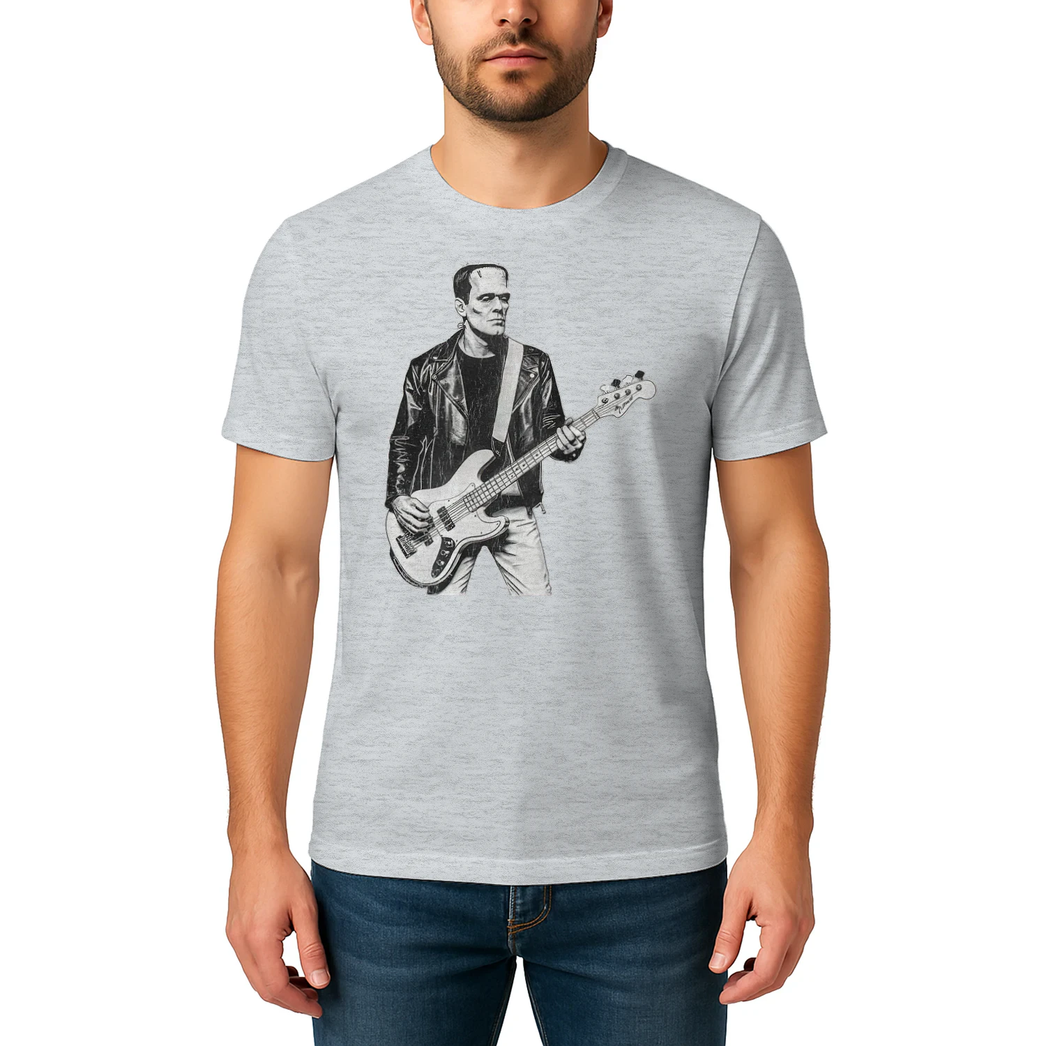 Vintage Frankenstein Bass Player Bass Guitar Rock and Roll