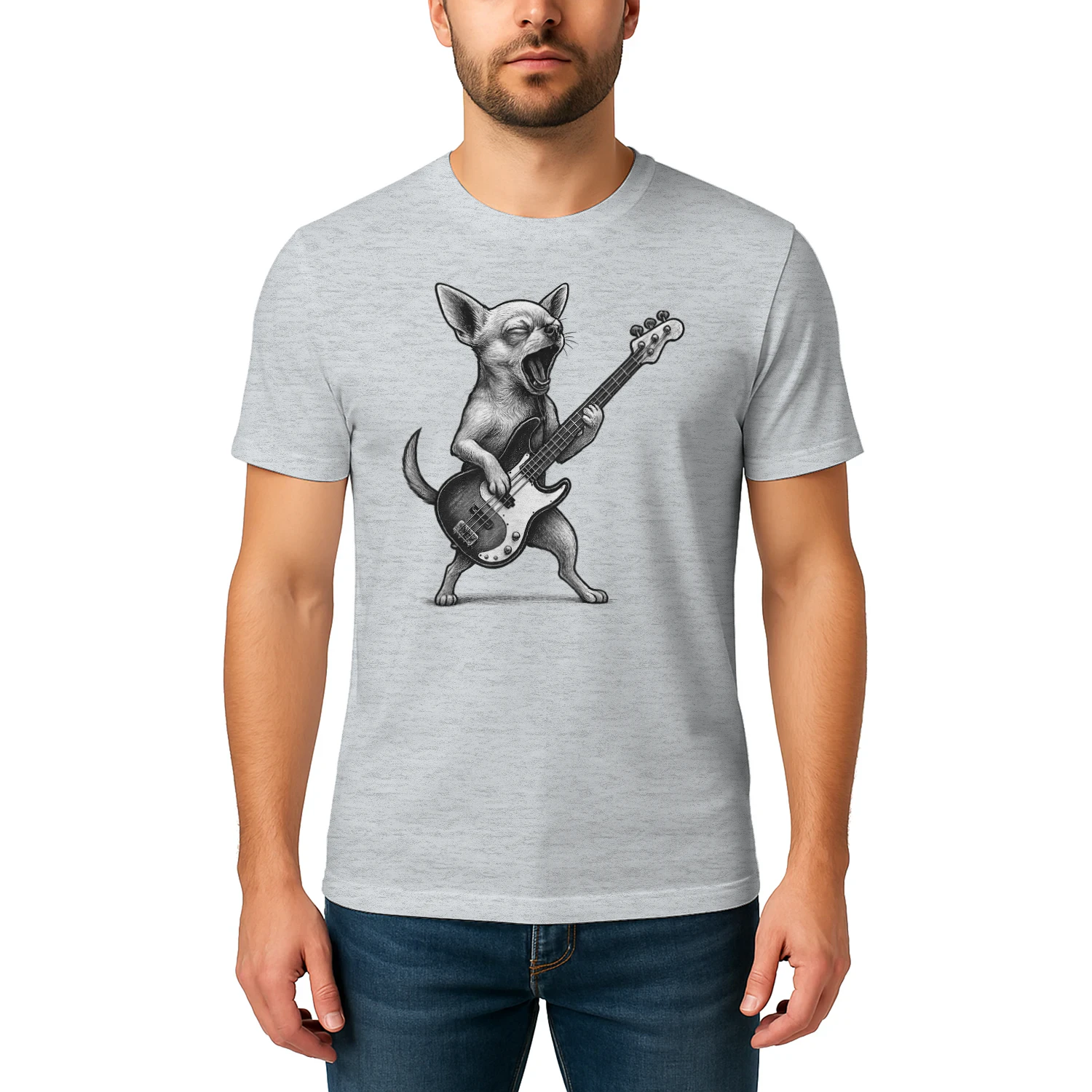 Chihuahua Playing Bass Guitar Rock Music Dog Lover