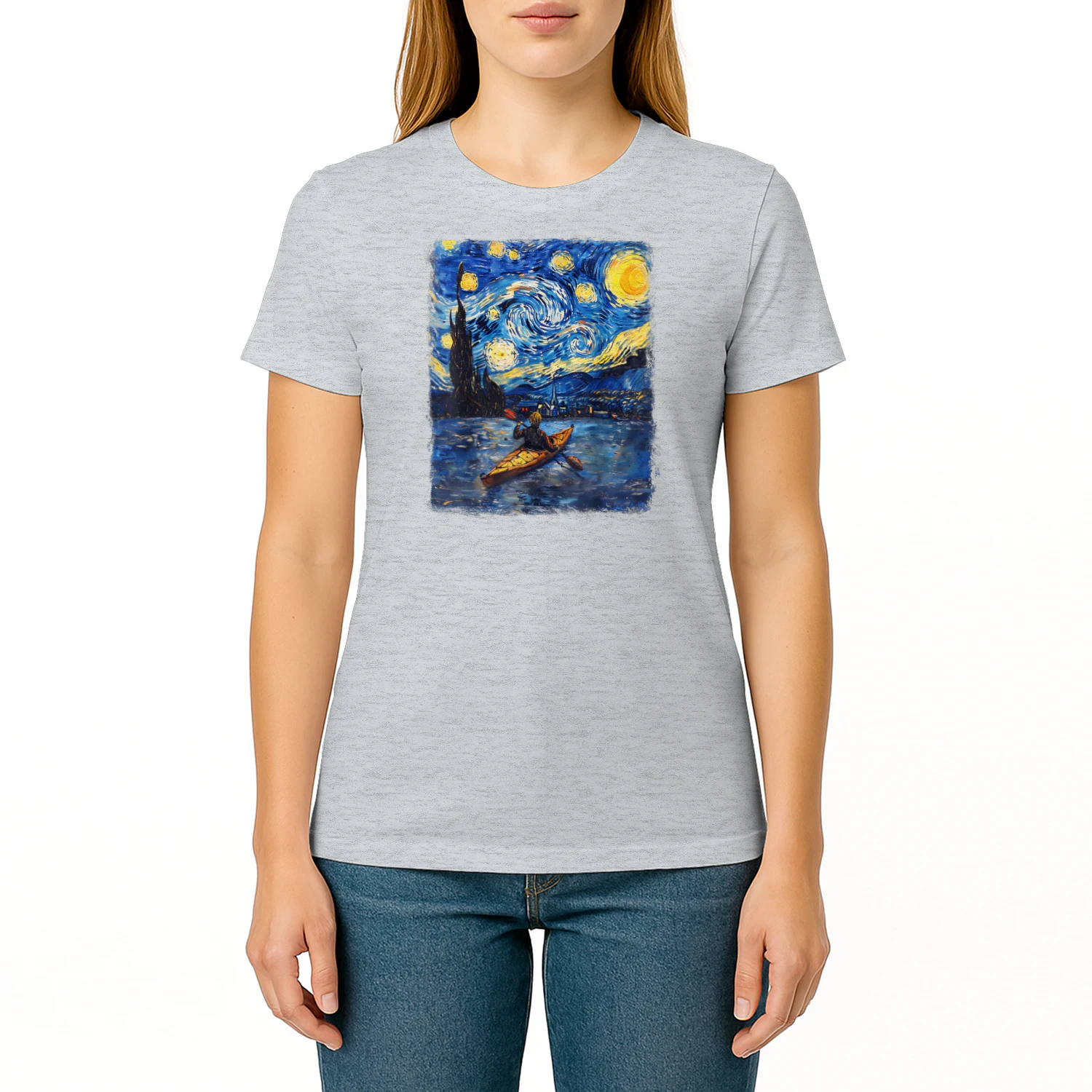 Kayaking Kayak Kayaker Starry Night Painting