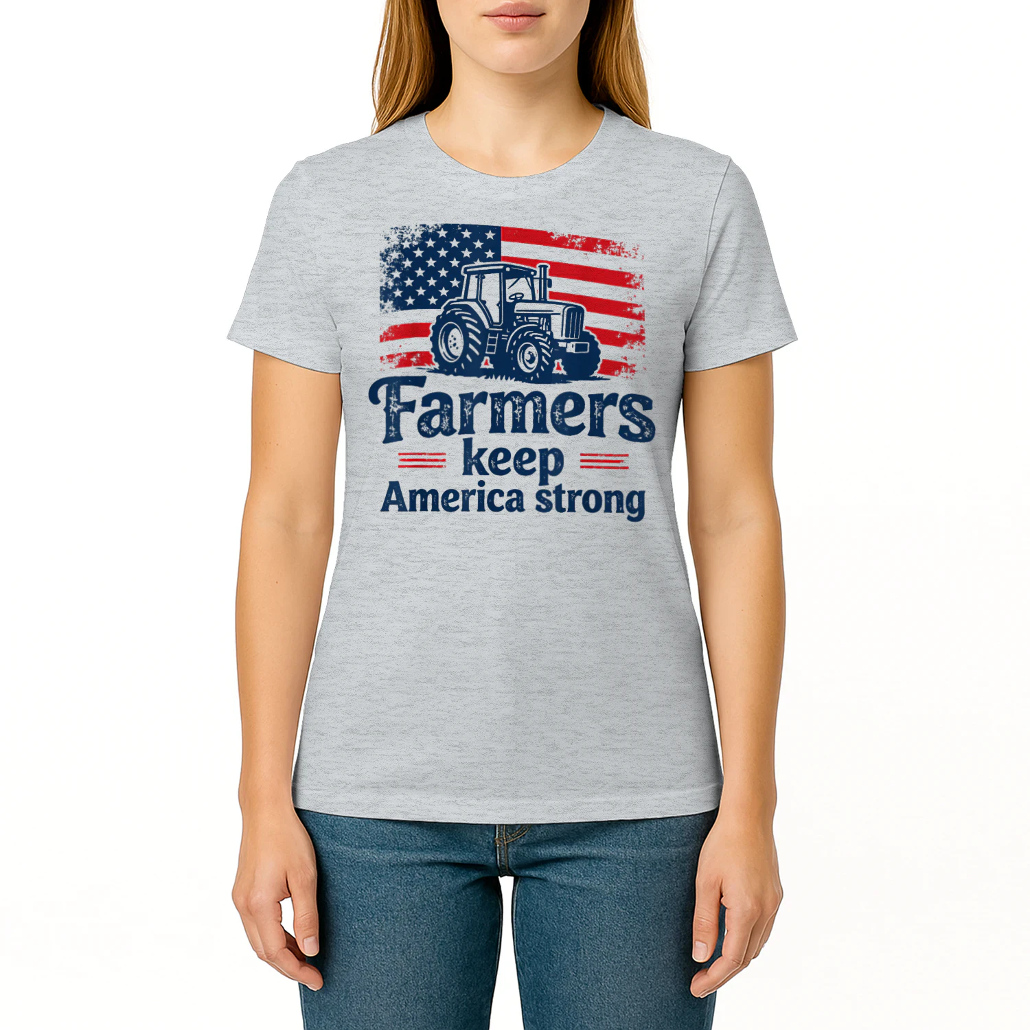 Patriotic American Farmer Tractor Farm Life USA Flag Farmer