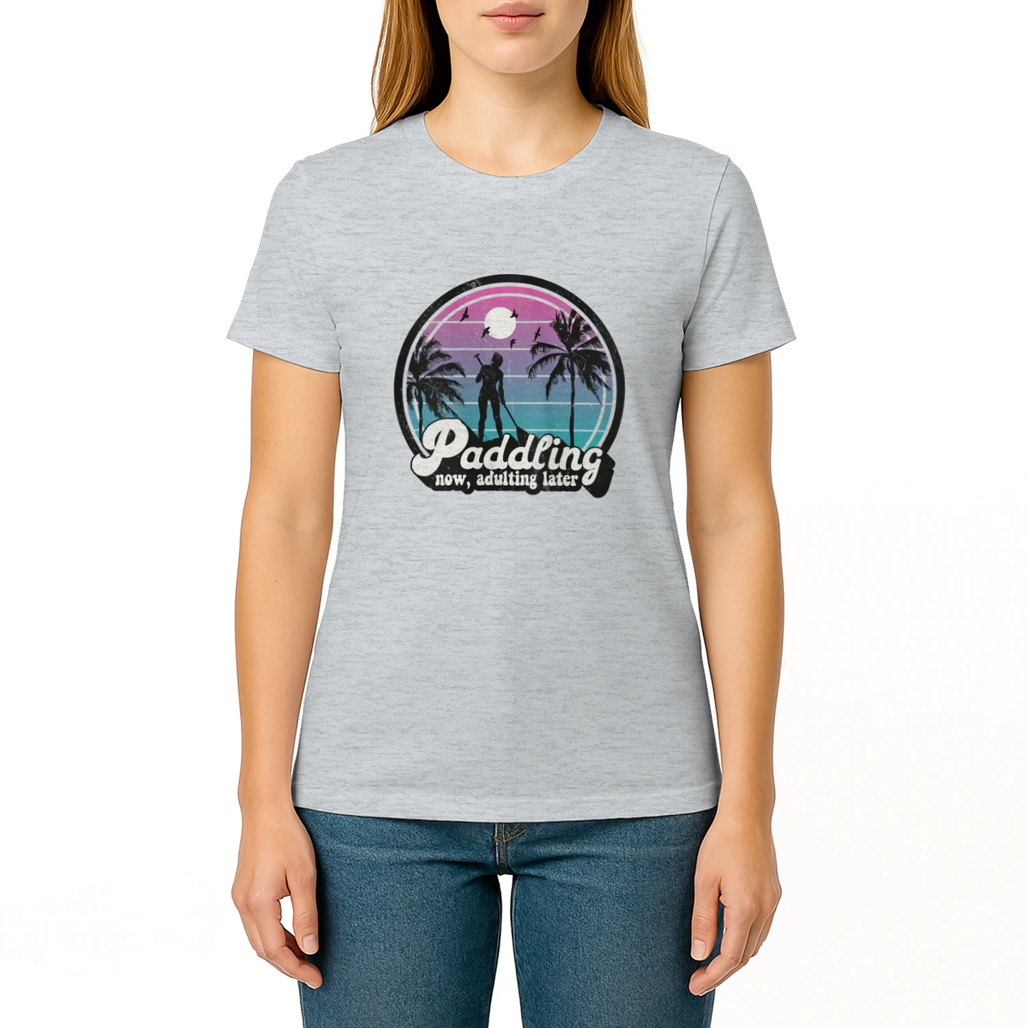 Womens Stand-Up Paddleboarding Retro SUP Mom
