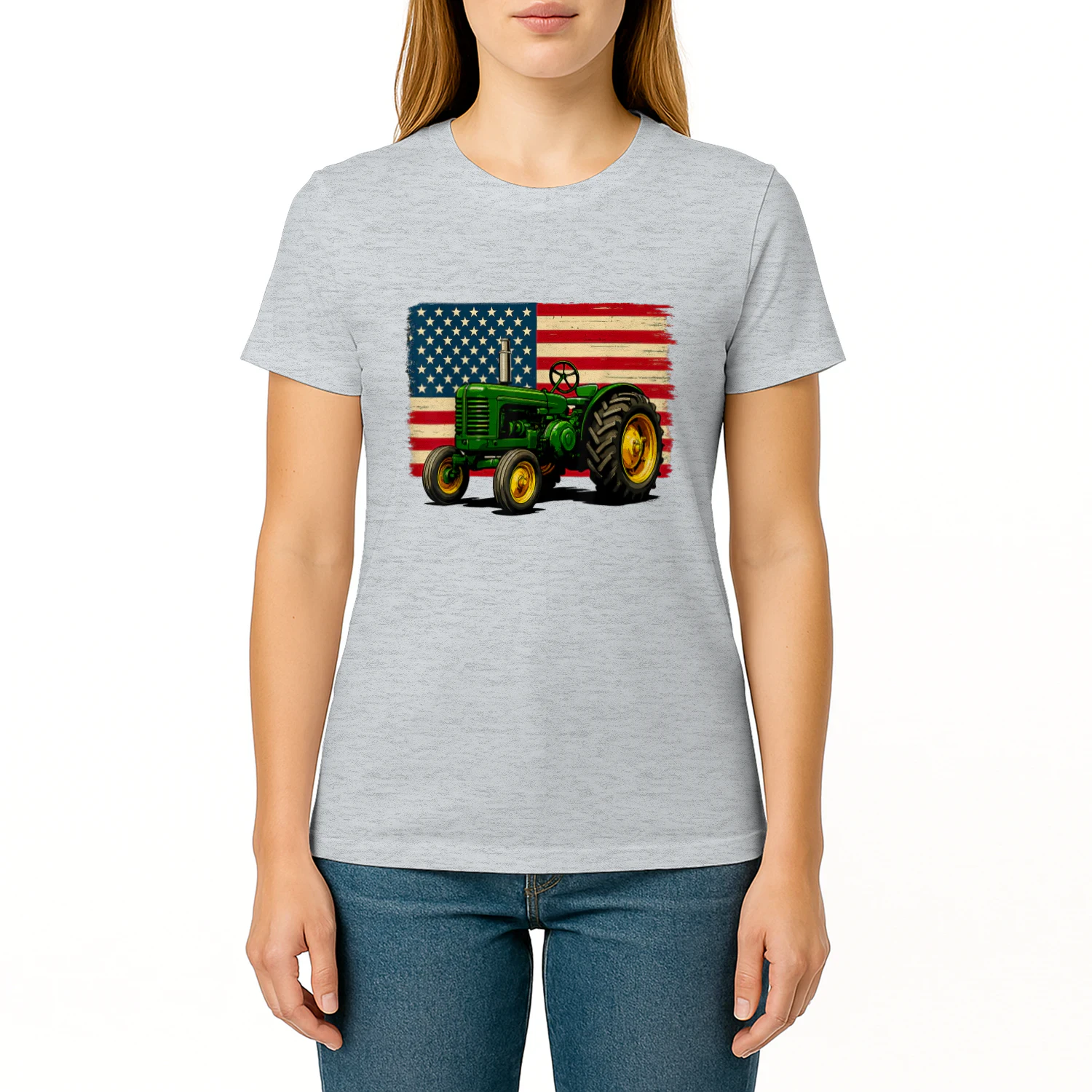 Farmer Tractor USA Flag 4th of July