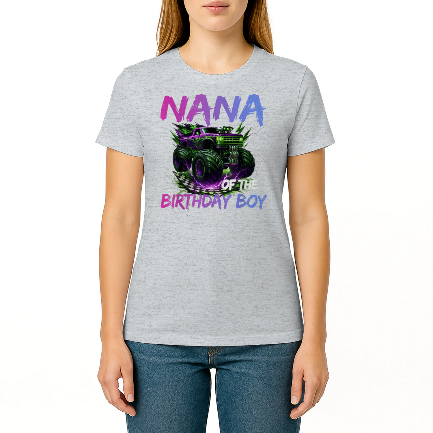 Nana of The Birthday Boy Monster Truck Birthday