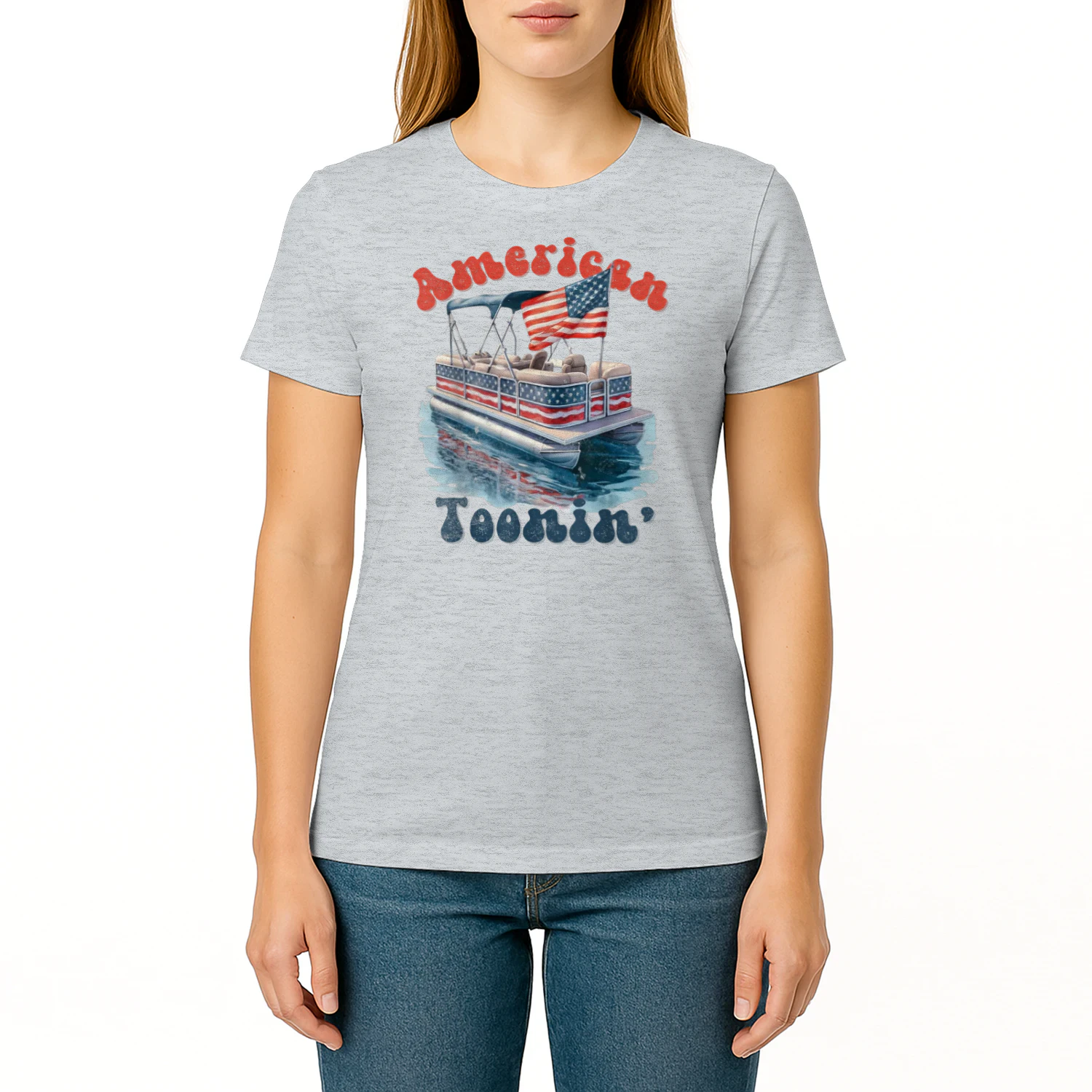 Patriotic Retro July 4th America Pontoon Boat