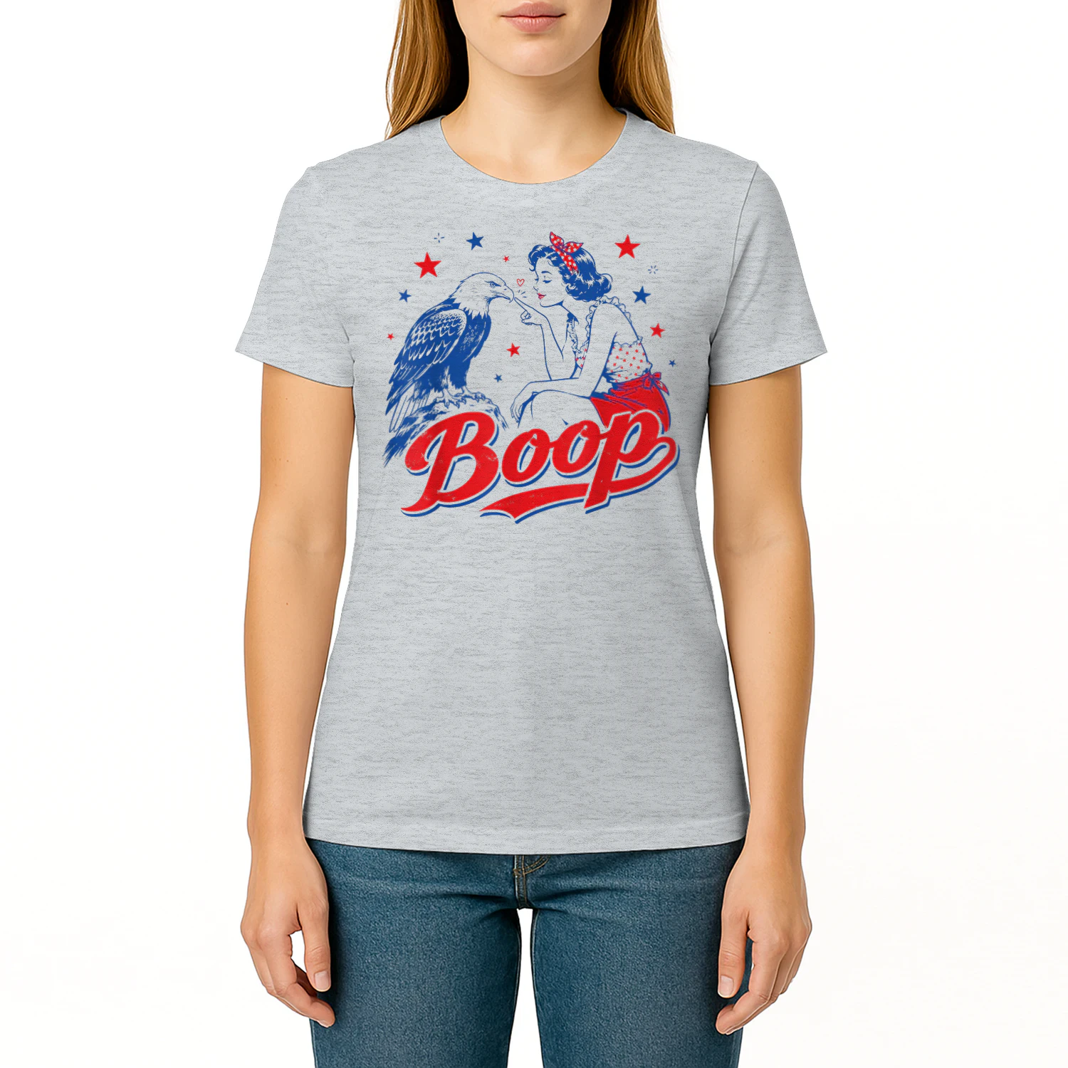 Funny Hand Boop Nose Girl Eagle Funny Patriotic 4th of July