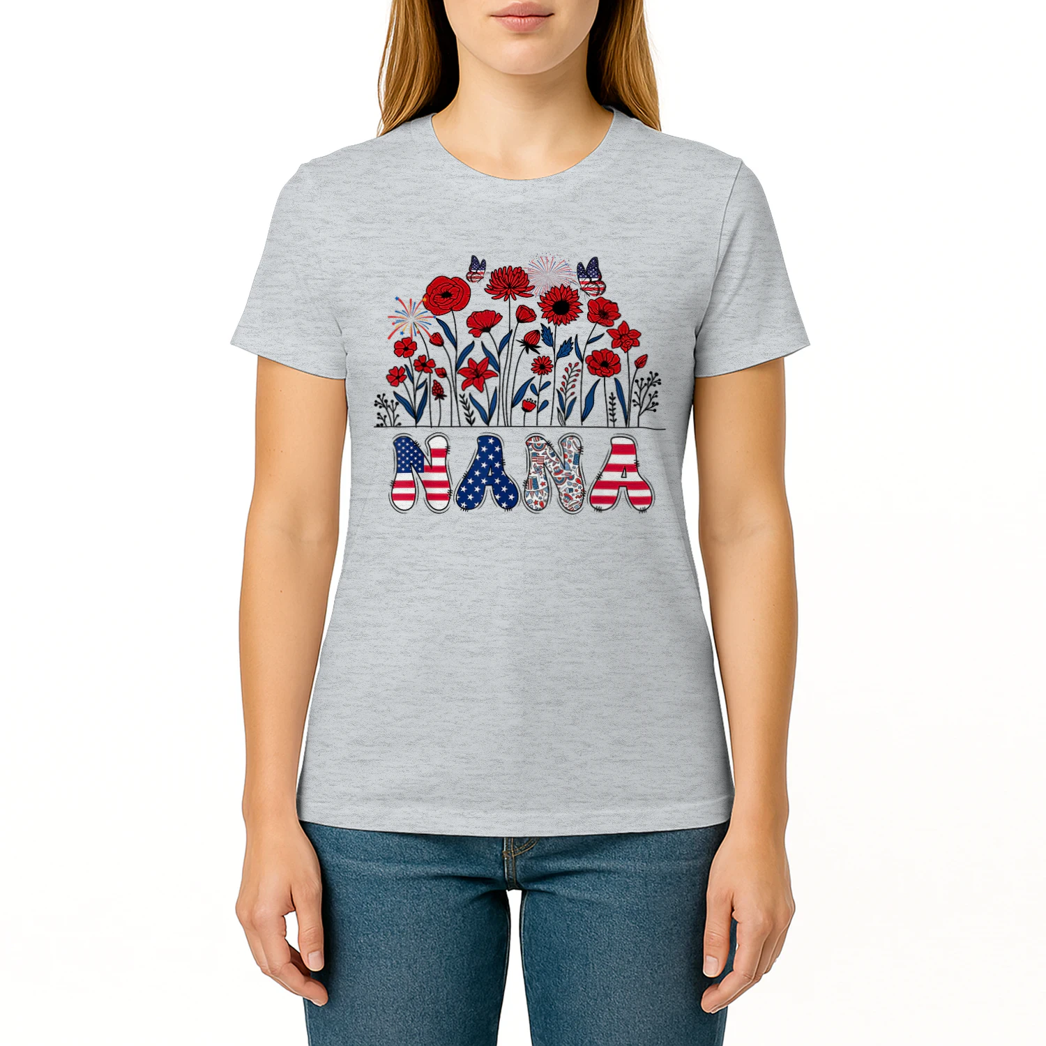Groovy Nana 4th of July Patriotic Floral Women Mother's Day