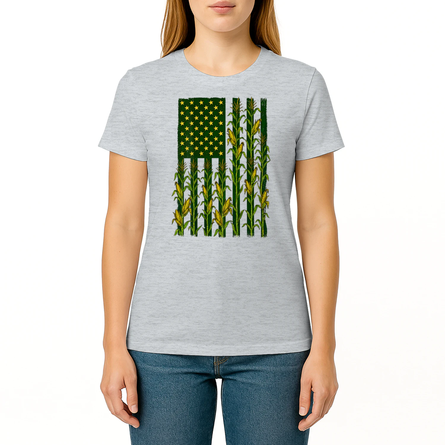 Back Vintage Corn American Flag Patriotic Farmer