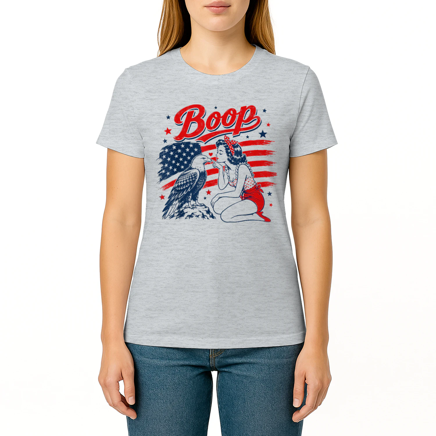 Boop Patriotic Pinup Girl Bald Eagle 4th of July