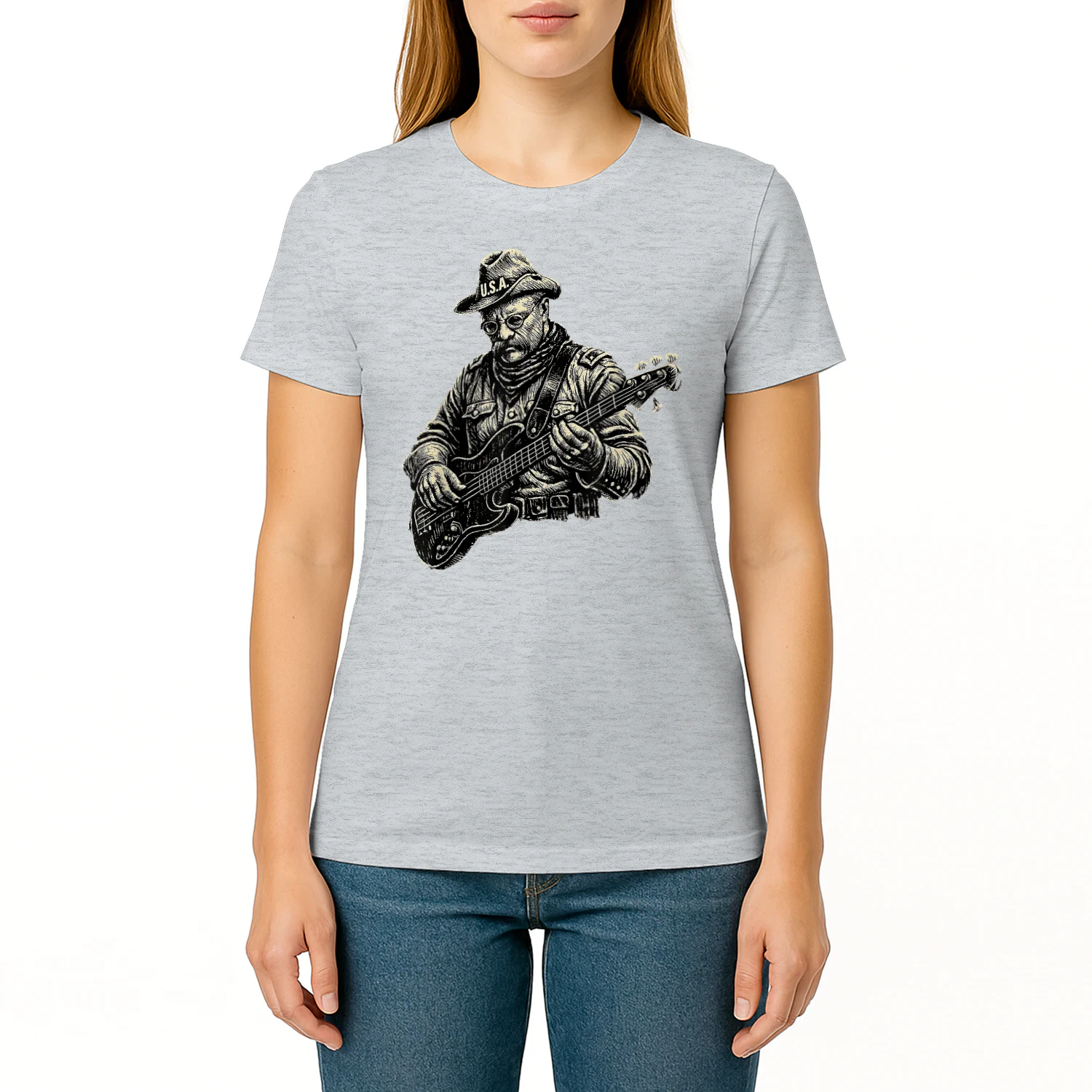 Teddy Theodore Roosevelt Playing Bass Guitar USA America