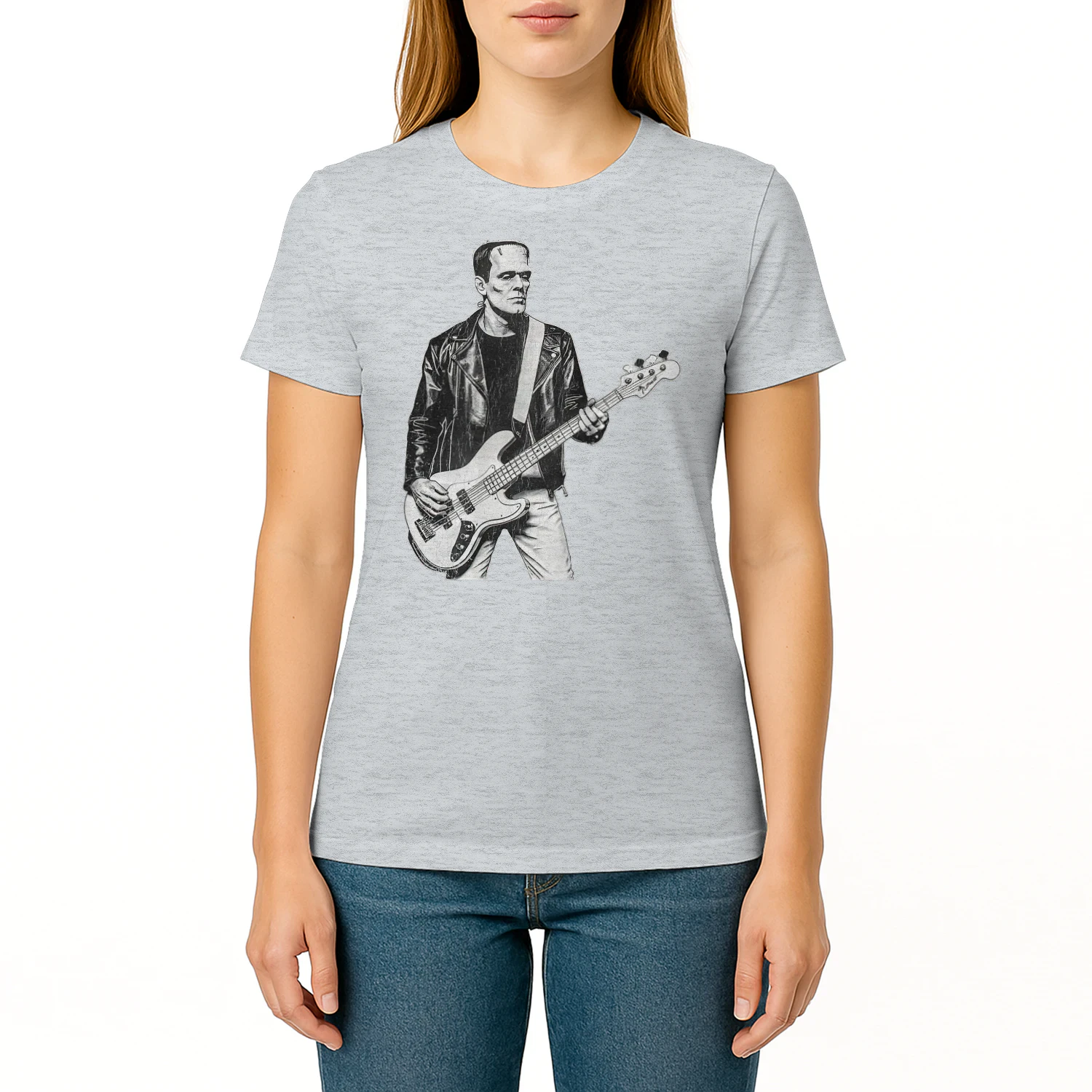 Vintage Frankenstein Bass Player Bass Guitar Rock and Roll