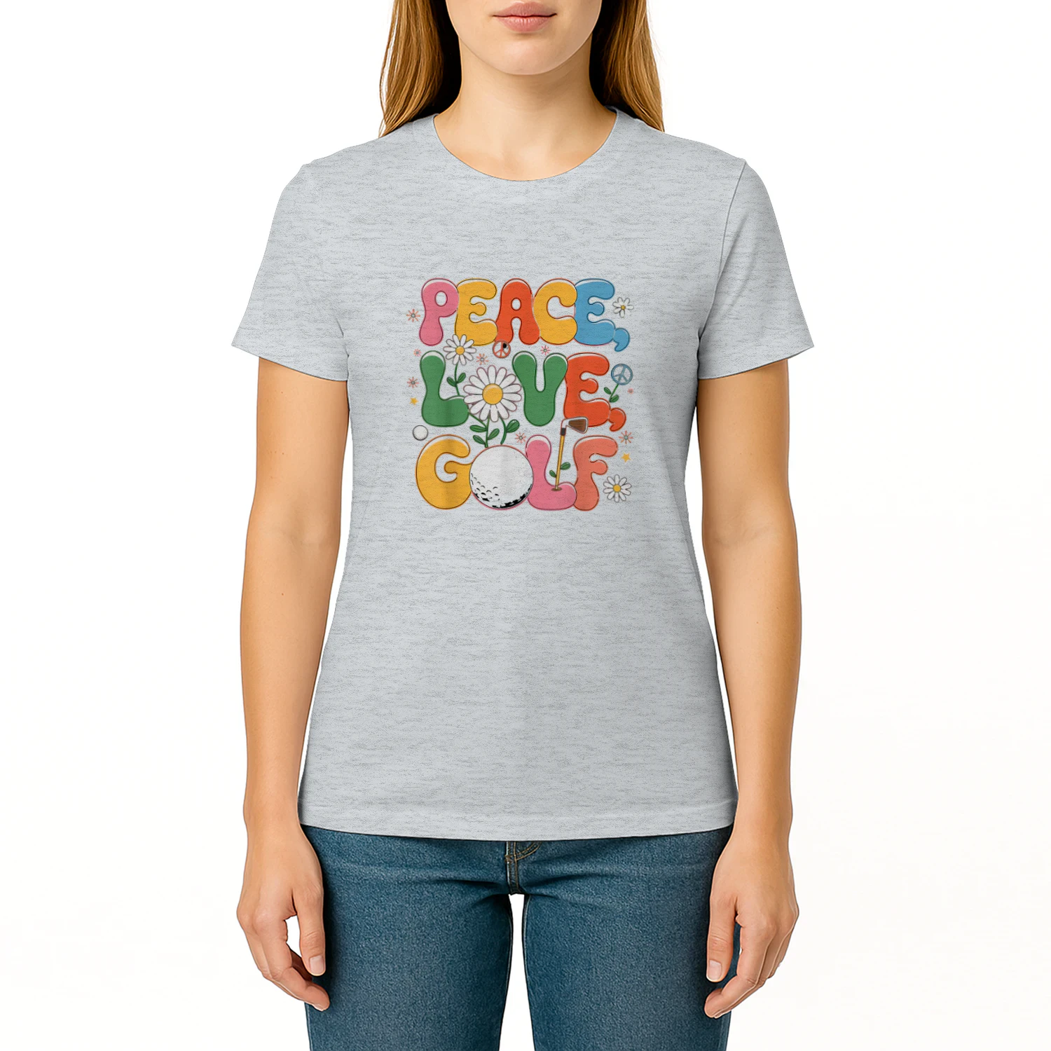 Peace Love Golf 60s 70s Hippie Retro Golfer