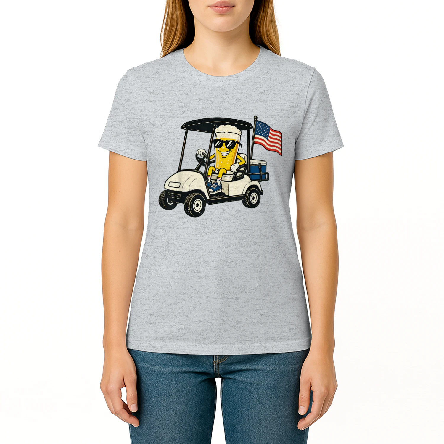 Par Tee in The USA Funny Patriotic Beer Golf Cart USA Flag