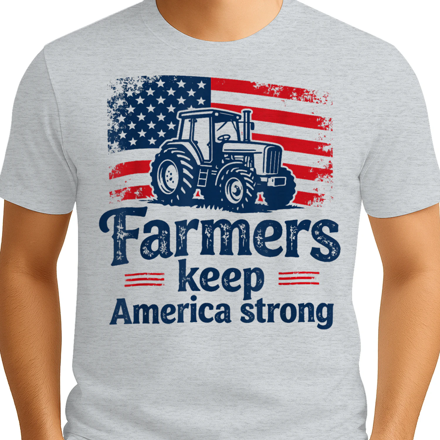 Patriotic American Farmer Tractor Farm Life USA Flag Farmer