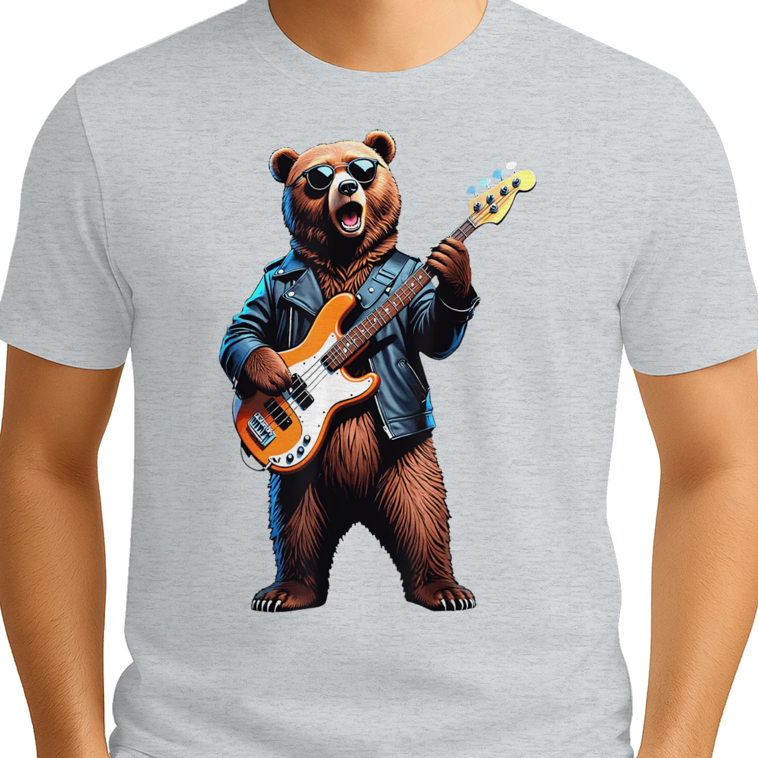Retro Bear Playing Bass Guitar Bassist Guitarist Music Lover