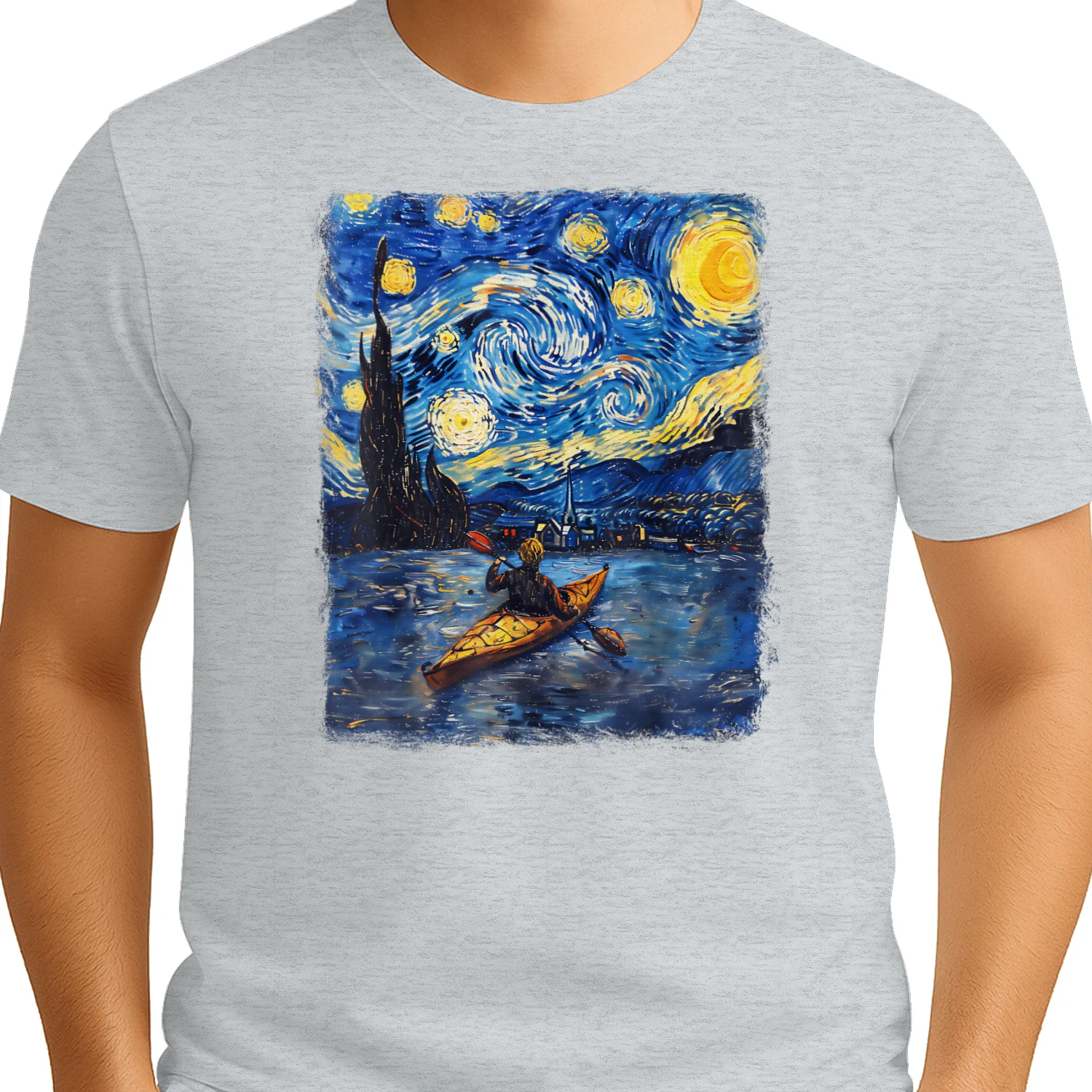 Kayaking Kayak Kayaker Starry Night Painting