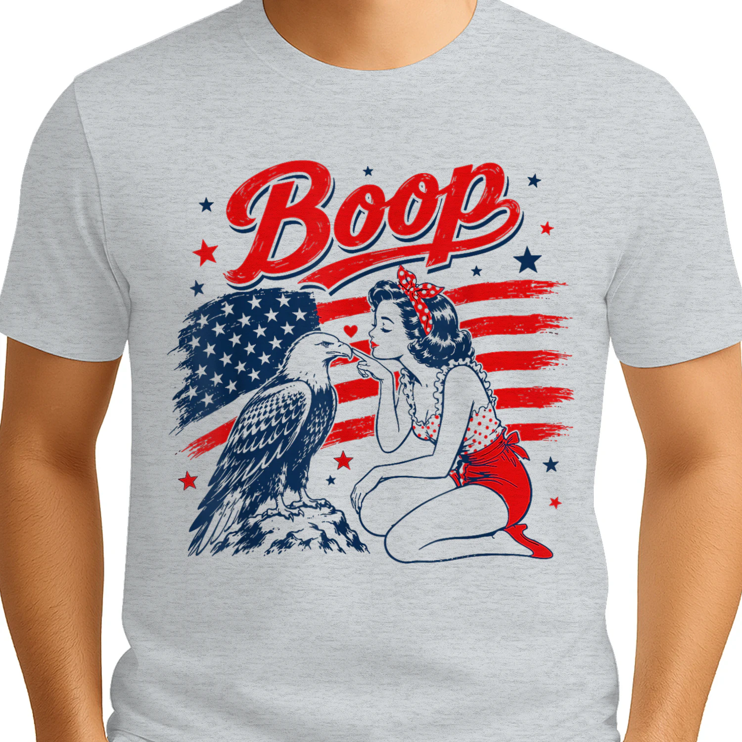 Boop Patriotic Pinup Girl Bald Eagle 4th of July