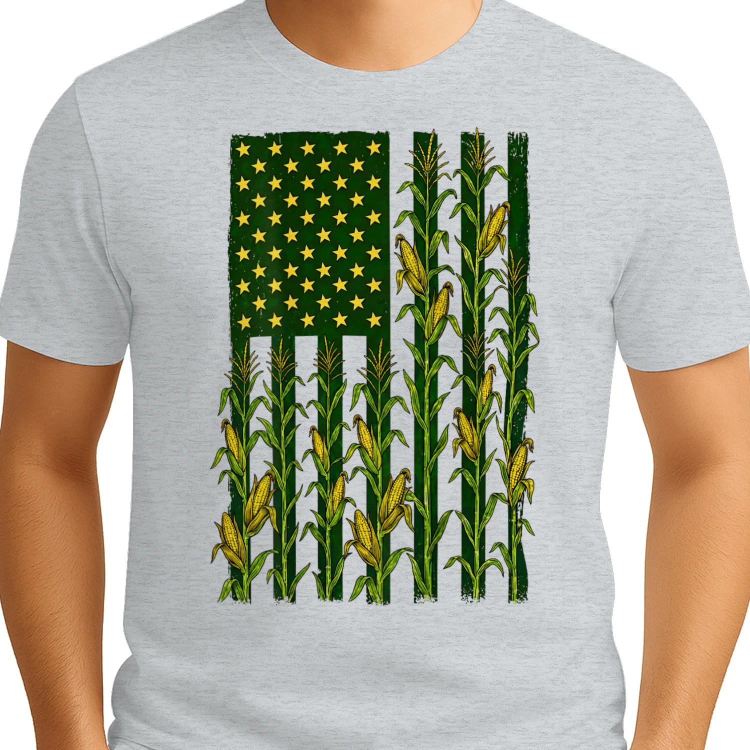 Back Vintage Corn American Flag Patriotic Farmer