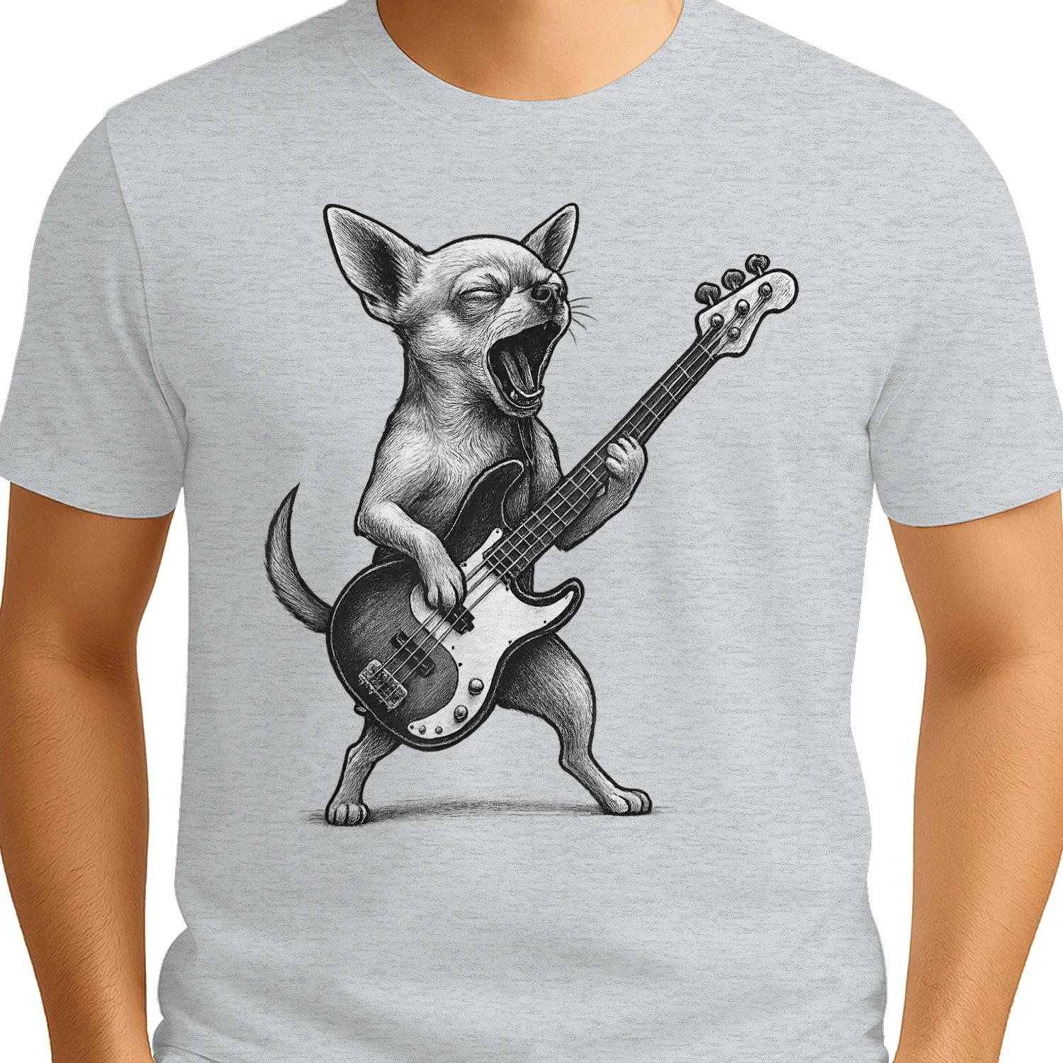 Chihuahua Playing Bass Guitar Rock Music Dog Lover