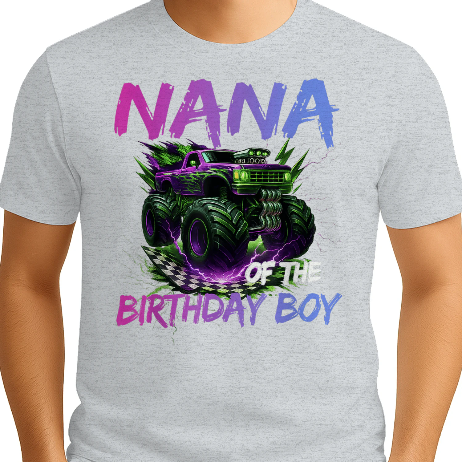Nana of The Birthday Boy Monster Truck Birthday