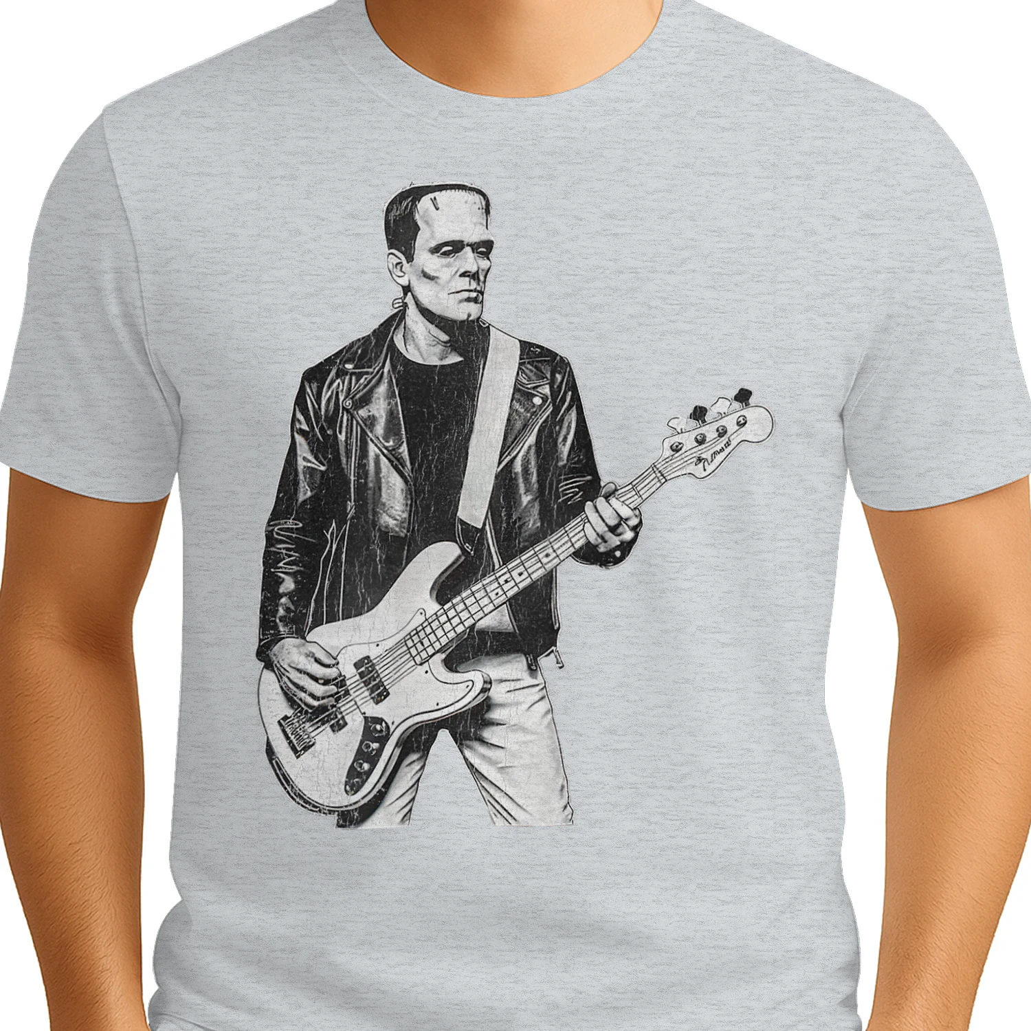 Vintage Frankenstein Bass Player Bass Guitar Rock and Roll