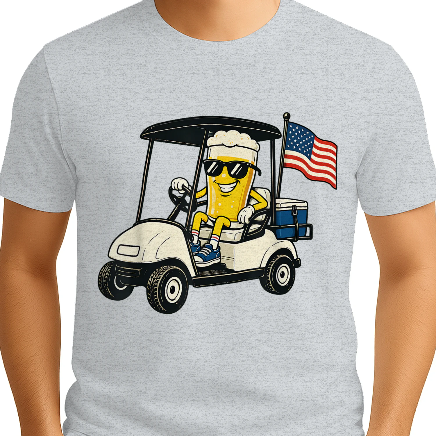 Par Tee in The USA Funny Patriotic Beer Golf Cart USA Flag