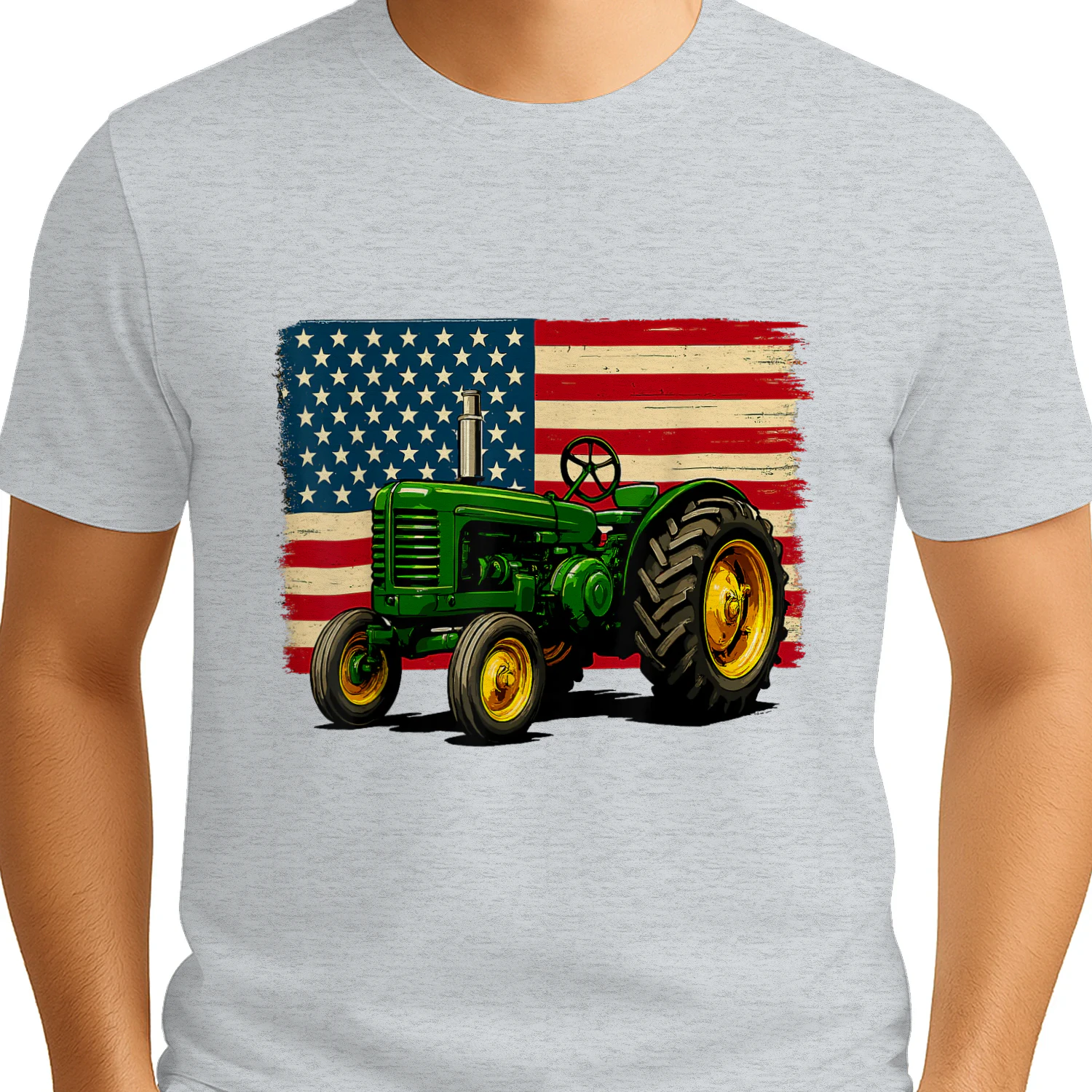 Farmer Tractor USA Flag 4th of July