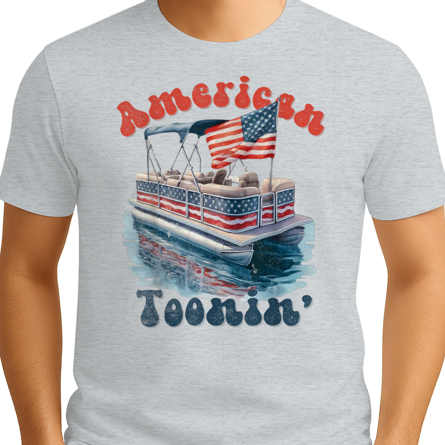 Patriotic Retro July 4th America Pontoon Boat