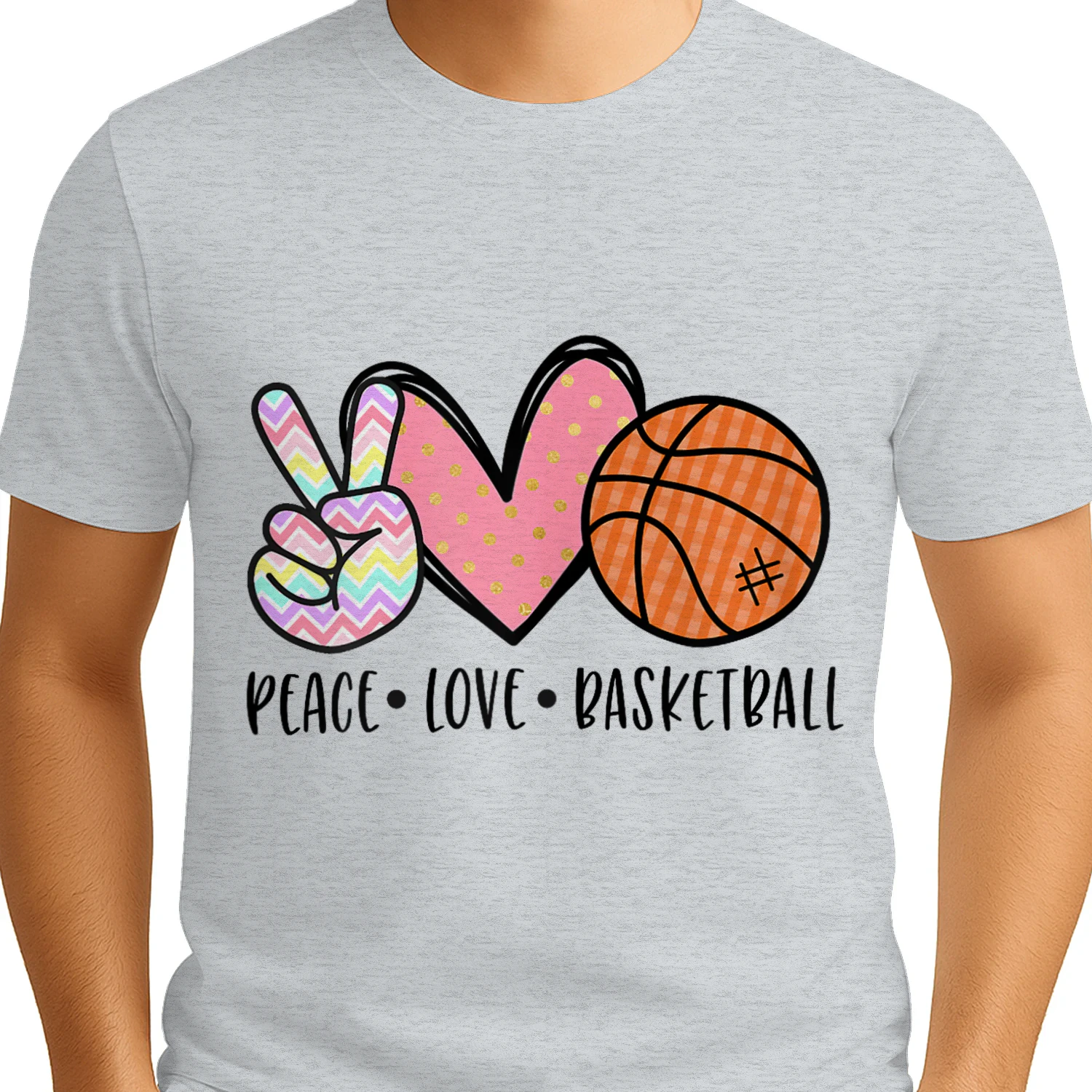 Peace Love Basketball Heart for Women Teens Tween Girls
