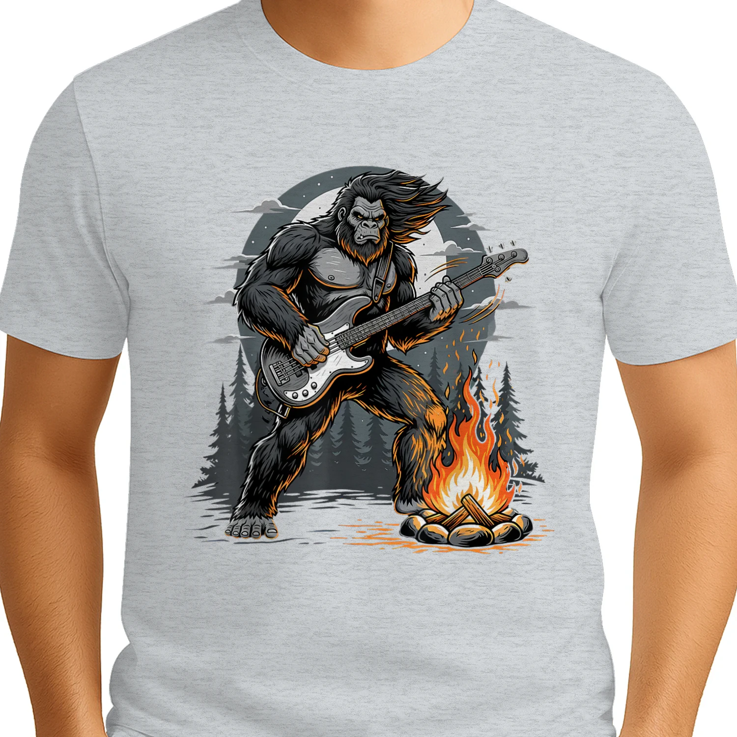 Cool Bigfoot Playing Bass Guitar Sasquatch Big Foot Rock