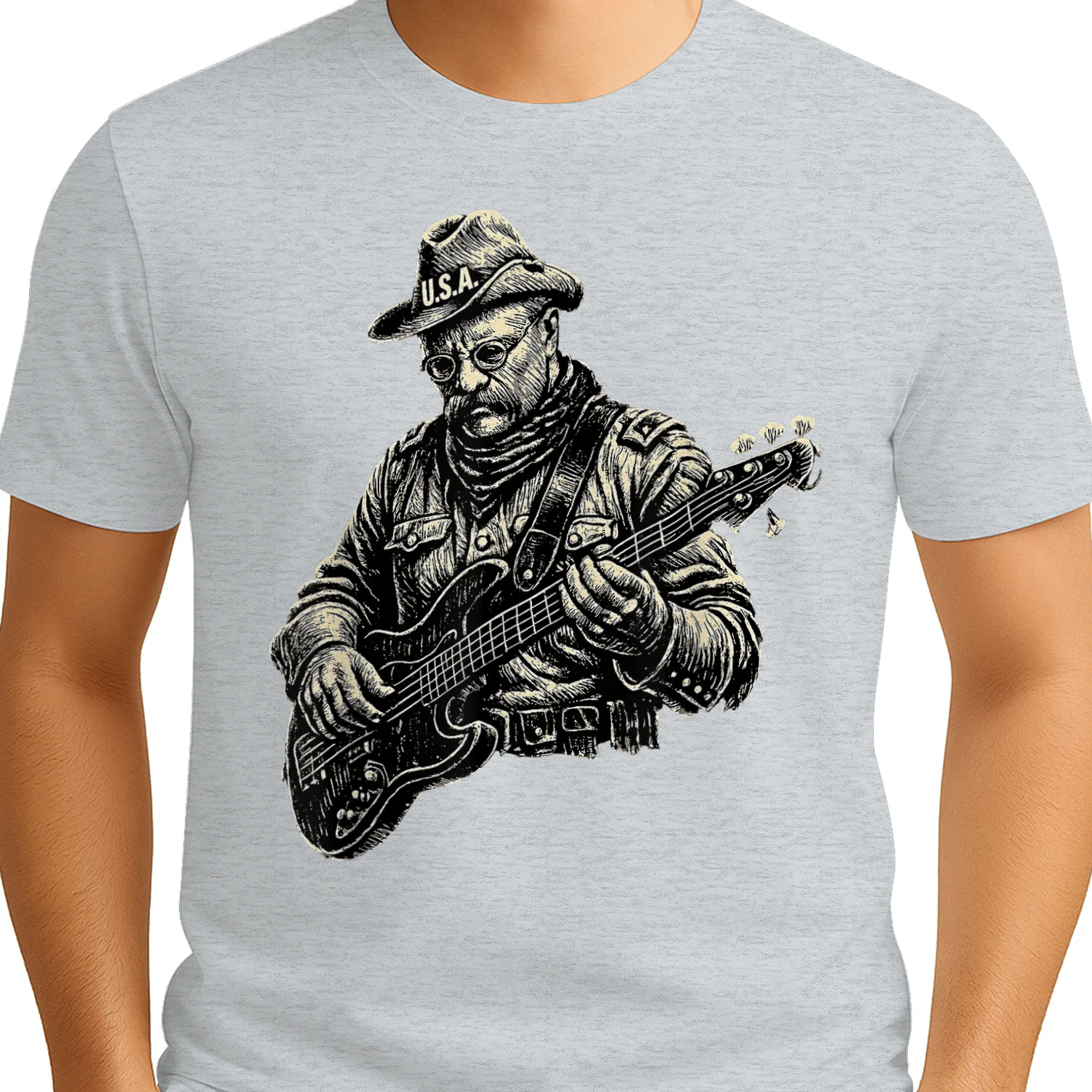 Teddy Theodore Roosevelt Playing Bass Guitar USA America