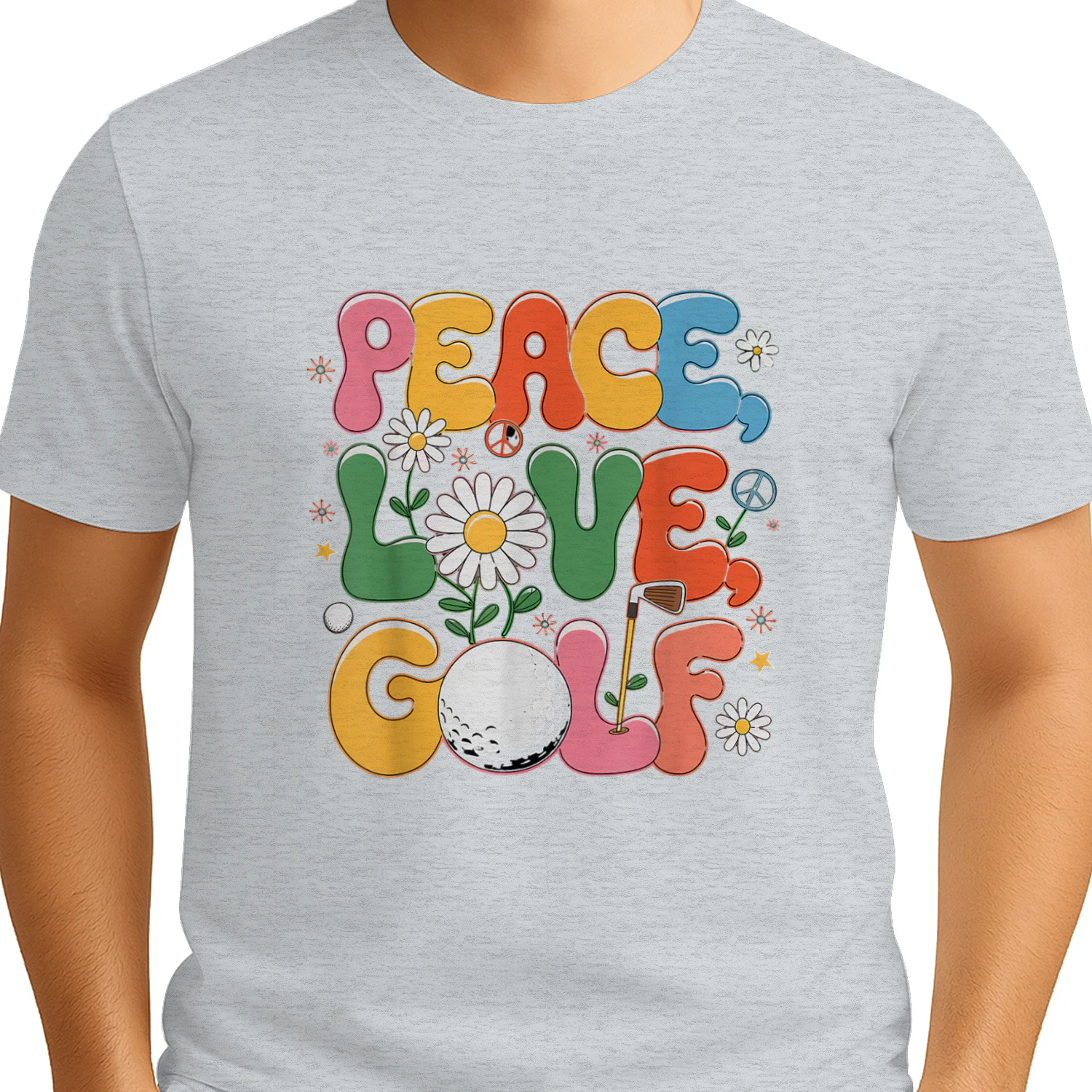 Peace Love Golf 60s 70s Hippie Retro Golfer