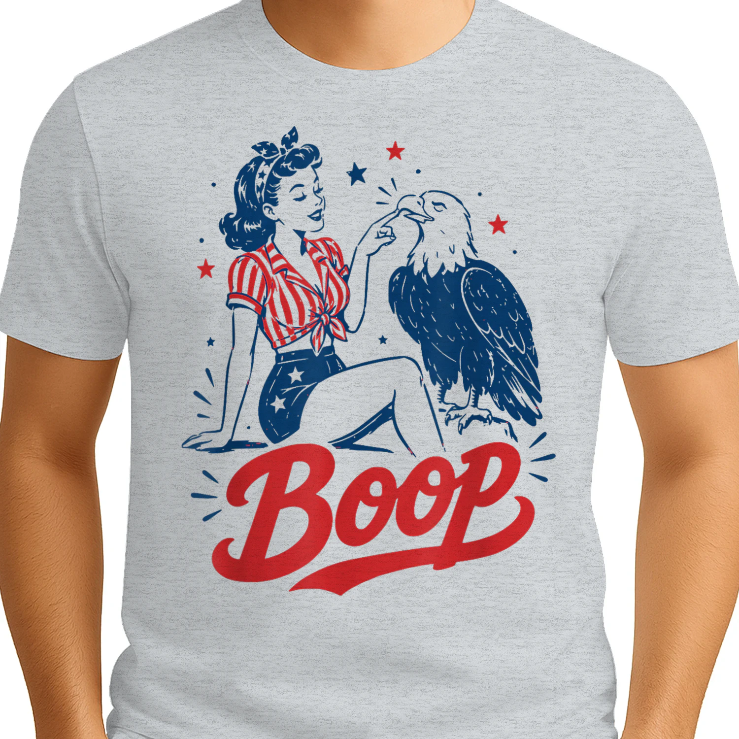 Boop Vintage USA Girl and Eagle Funny Patriotic Retro Art