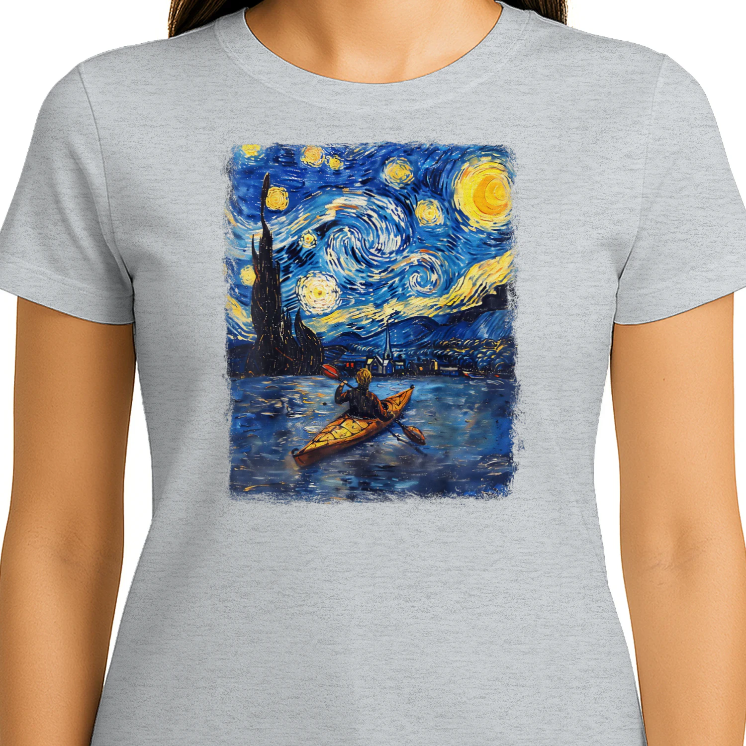 Kayaking Kayak Kayaker Starry Night Painting