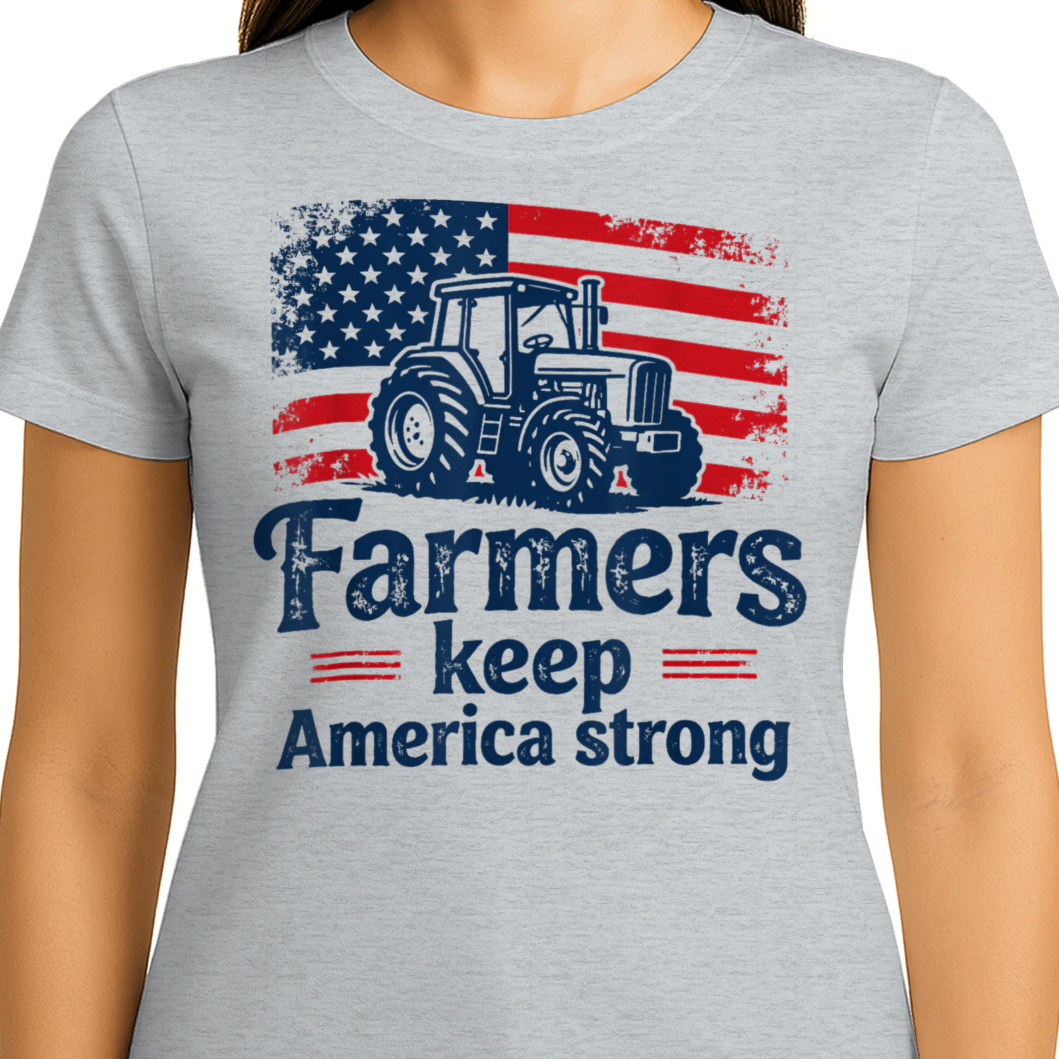 Patriotic American Farmer Tractor Farm Life USA Flag Farmer
