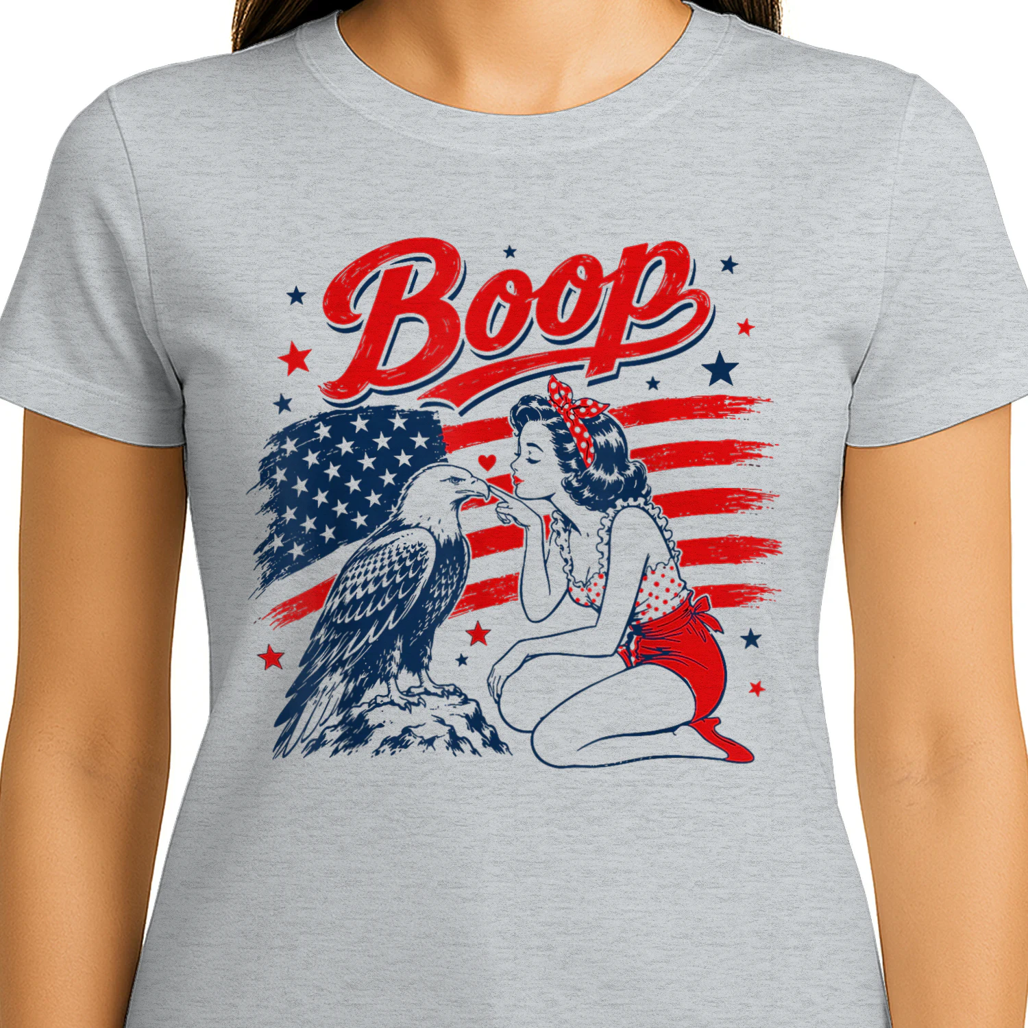 Boop Patriotic Pinup Girl Bald Eagle 4th of July