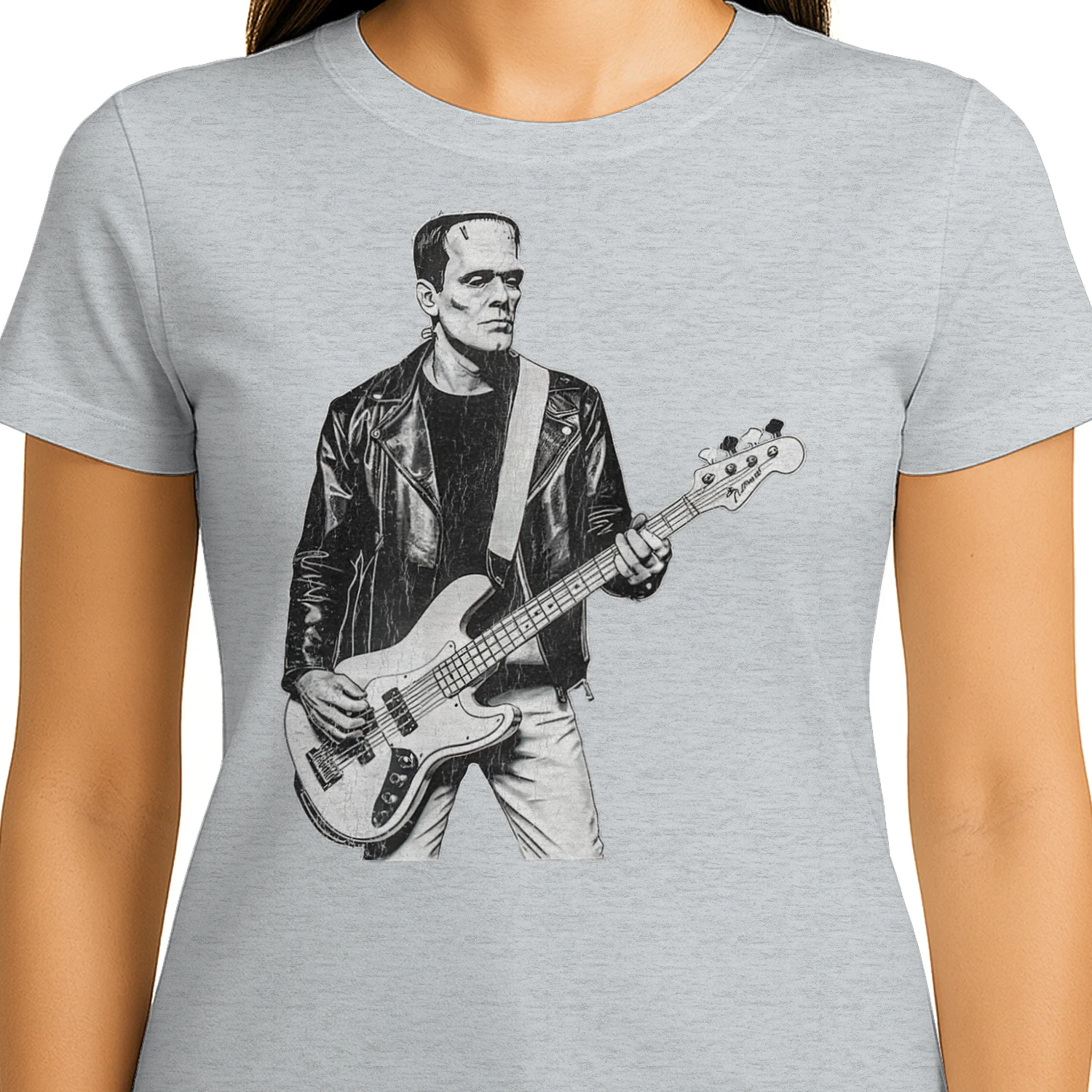 Vintage Frankenstein Bass Player Bass Guitar Rock and Roll