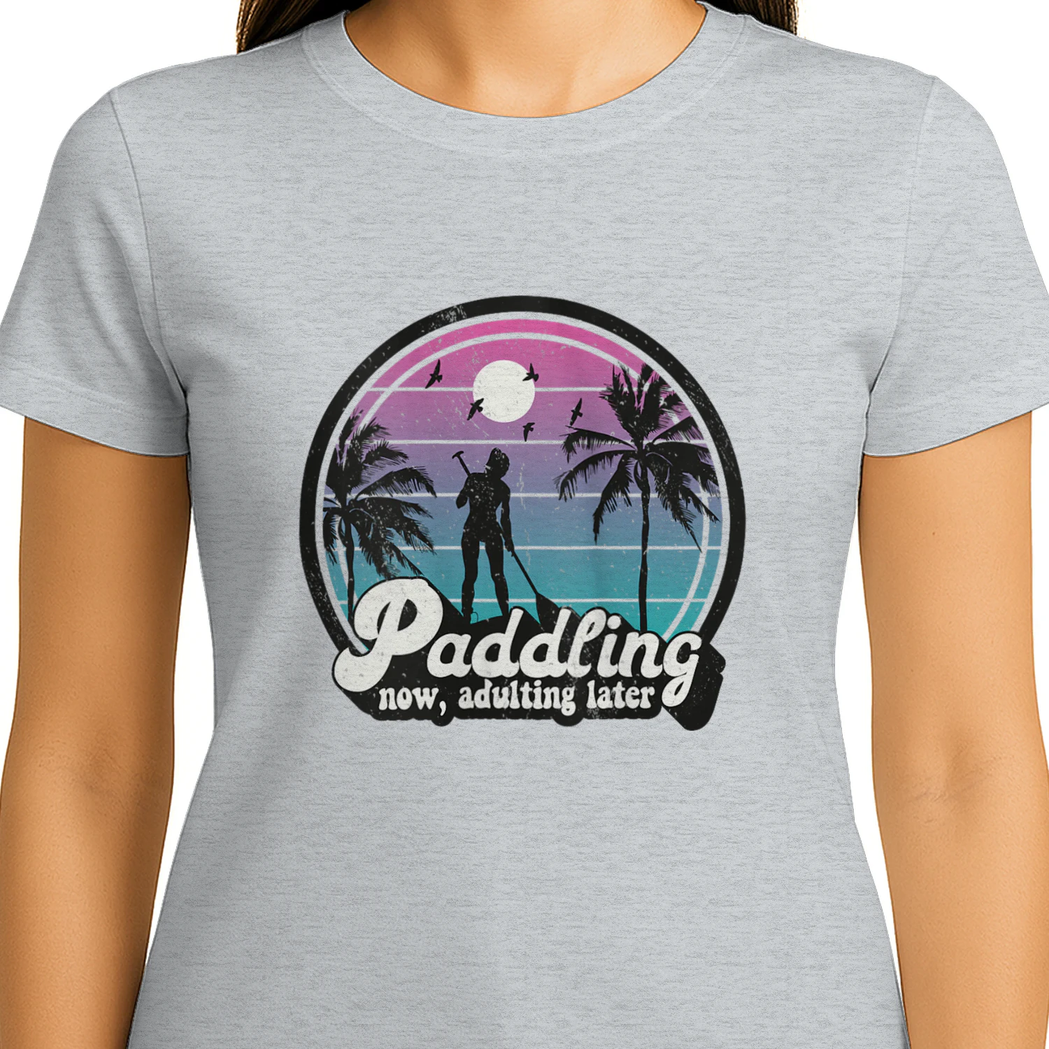 Womens Stand-Up Paddleboarding Retro SUP Mom