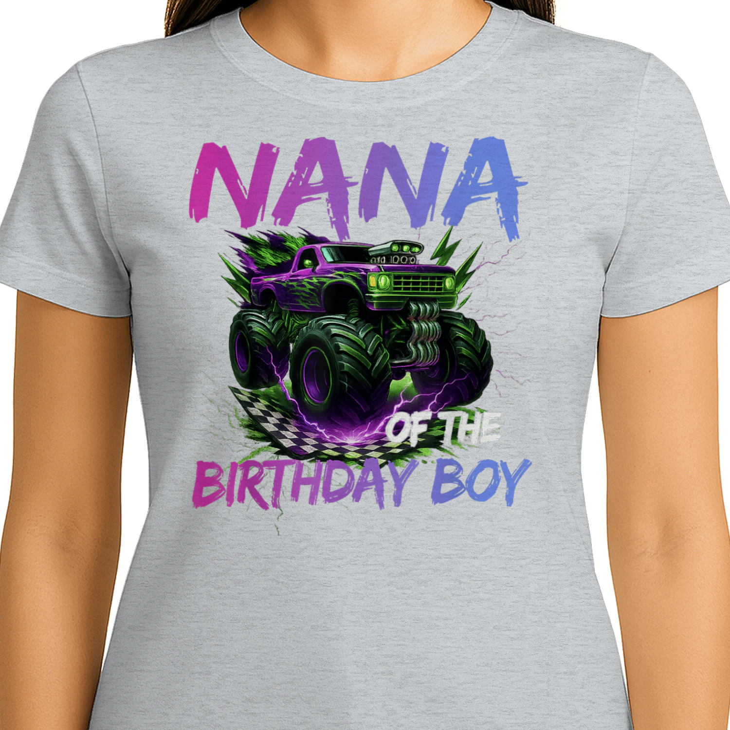 Nana of The Birthday Boy Monster Truck Birthday