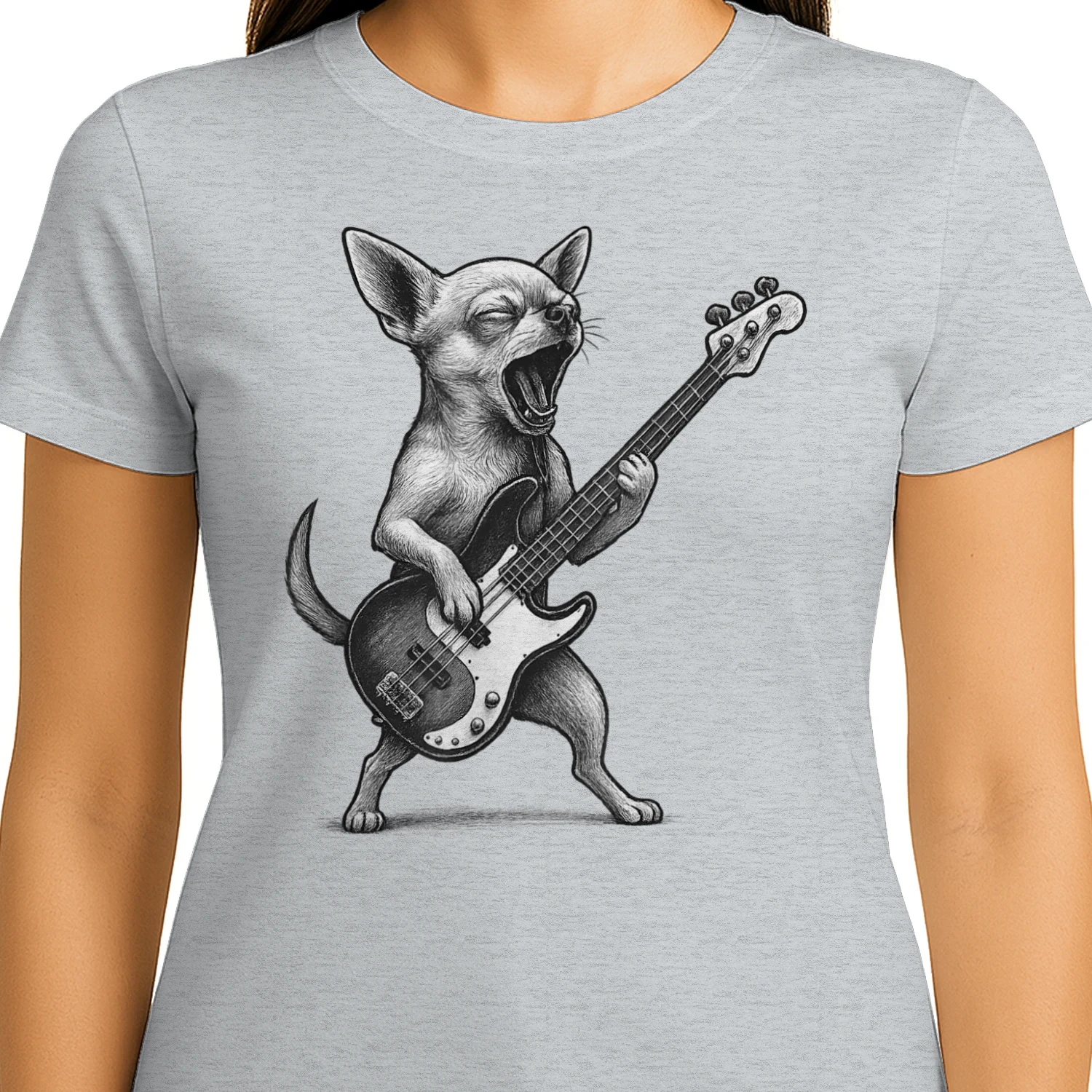 Chihuahua Playing Bass Guitar Rock Music Dog Lover