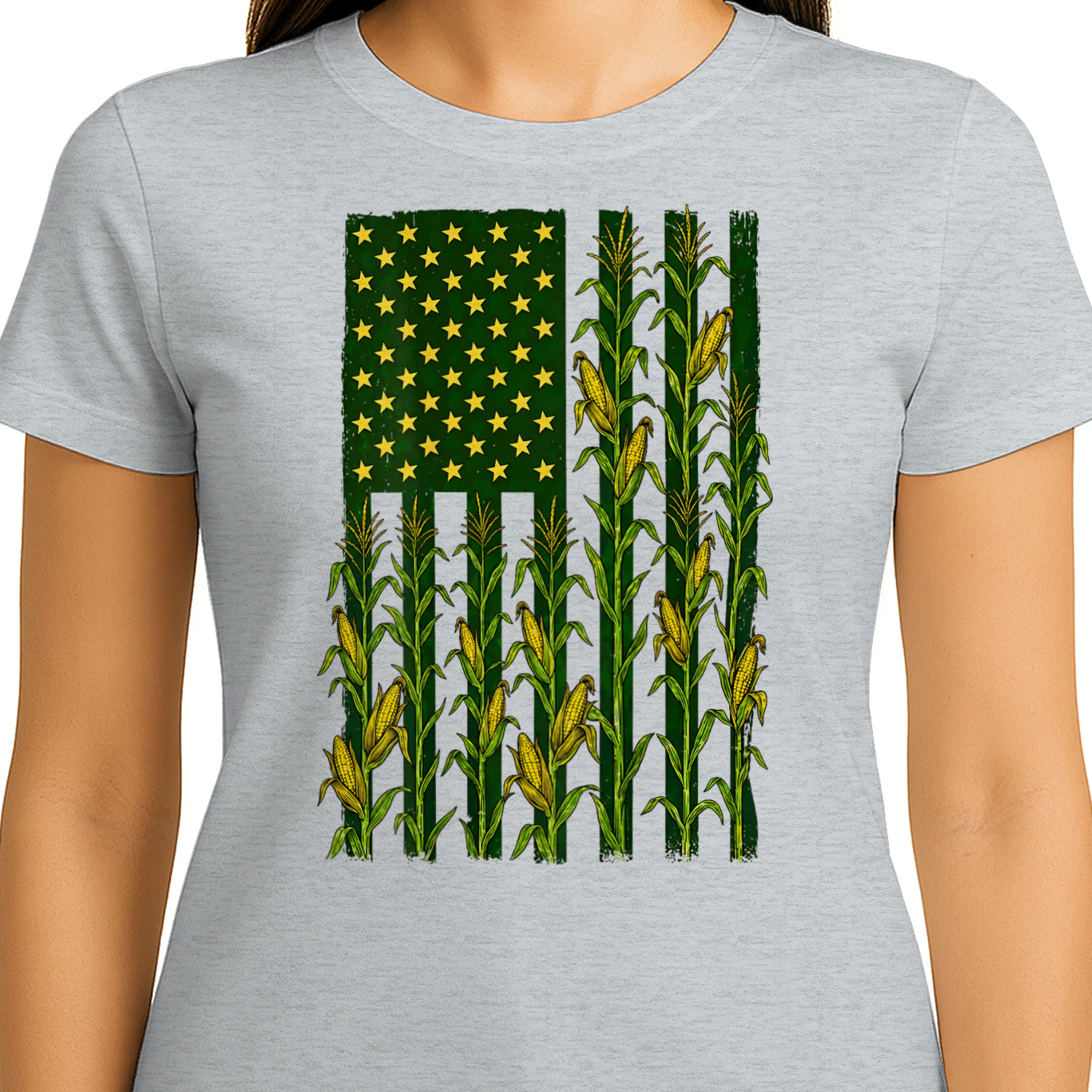 Back Vintage Corn American Flag Patriotic Farmer