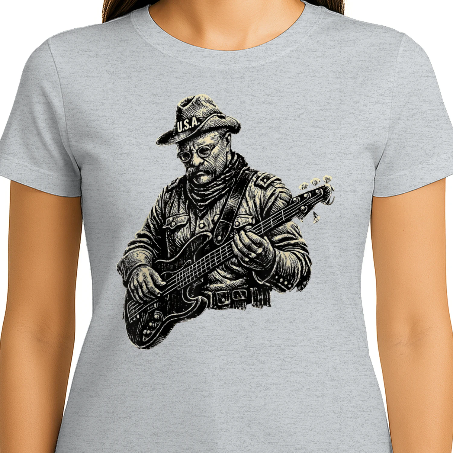 Teddy Theodore Roosevelt Playing Bass Guitar USA America