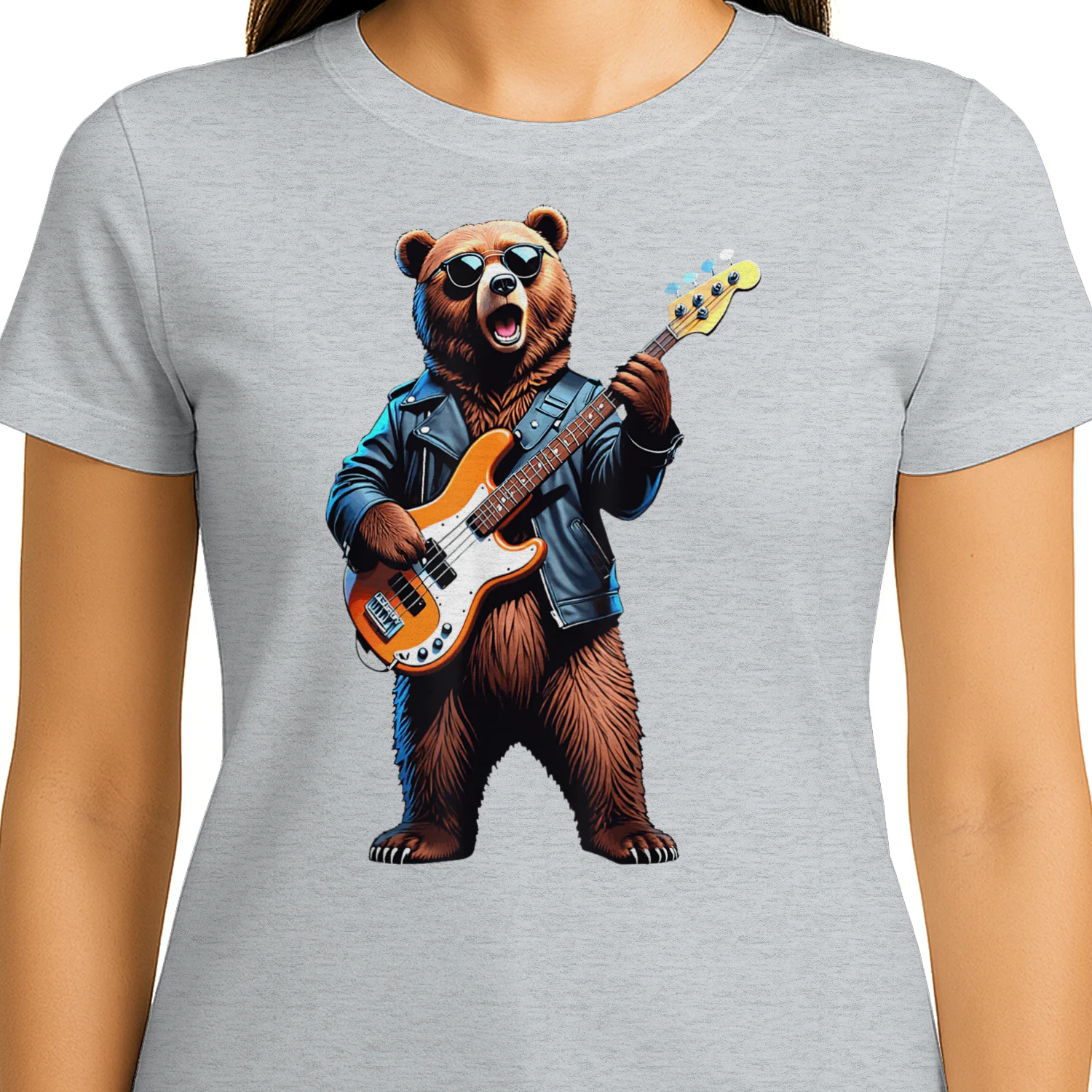 Retro Bear Playing Bass Guitar Bassist Guitarist Music Lover