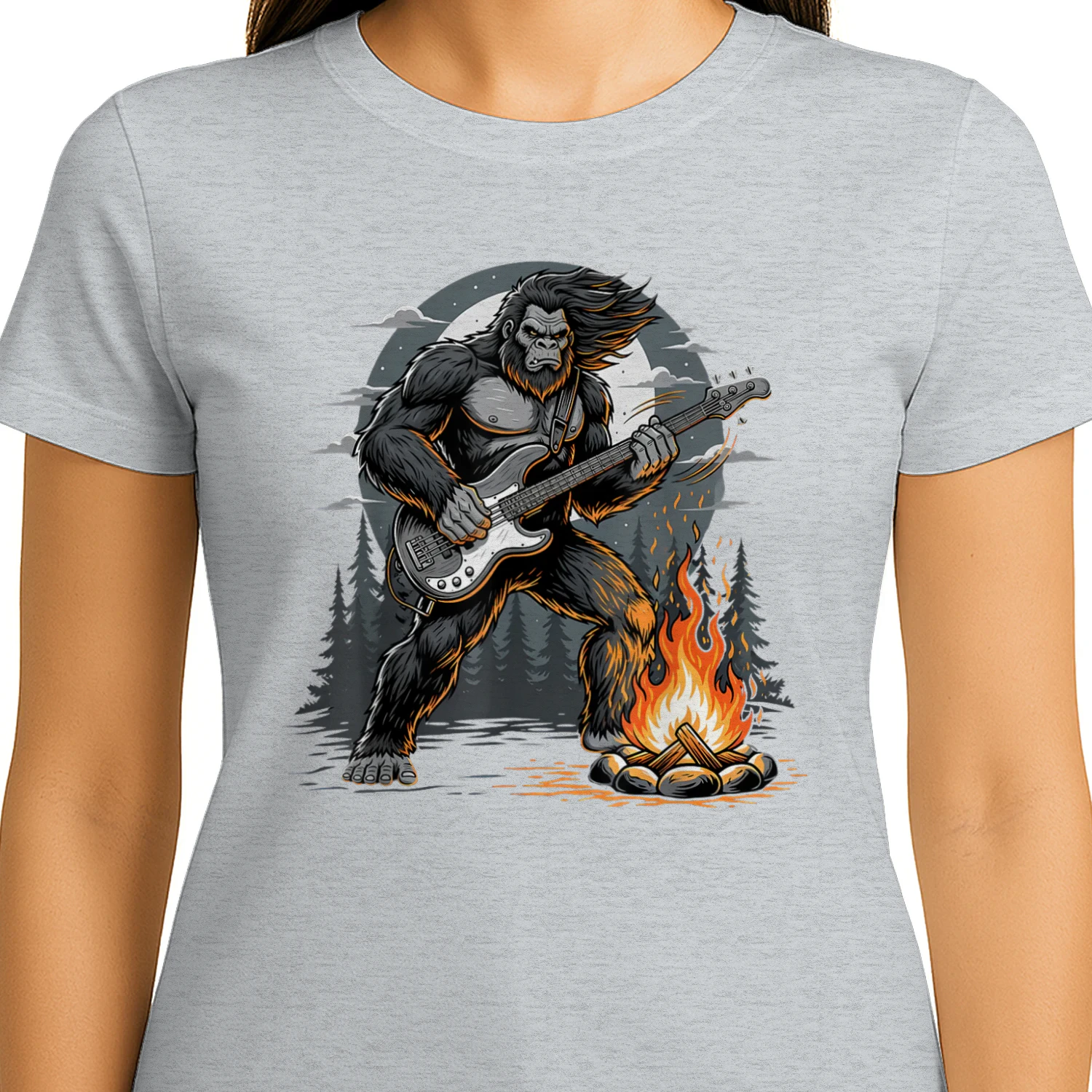 Cool Bigfoot Playing Bass Guitar Sasquatch Big Foot Rock