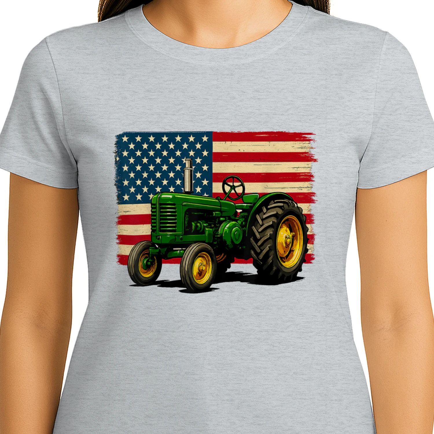Farmer Tractor USA Flag 4th of July