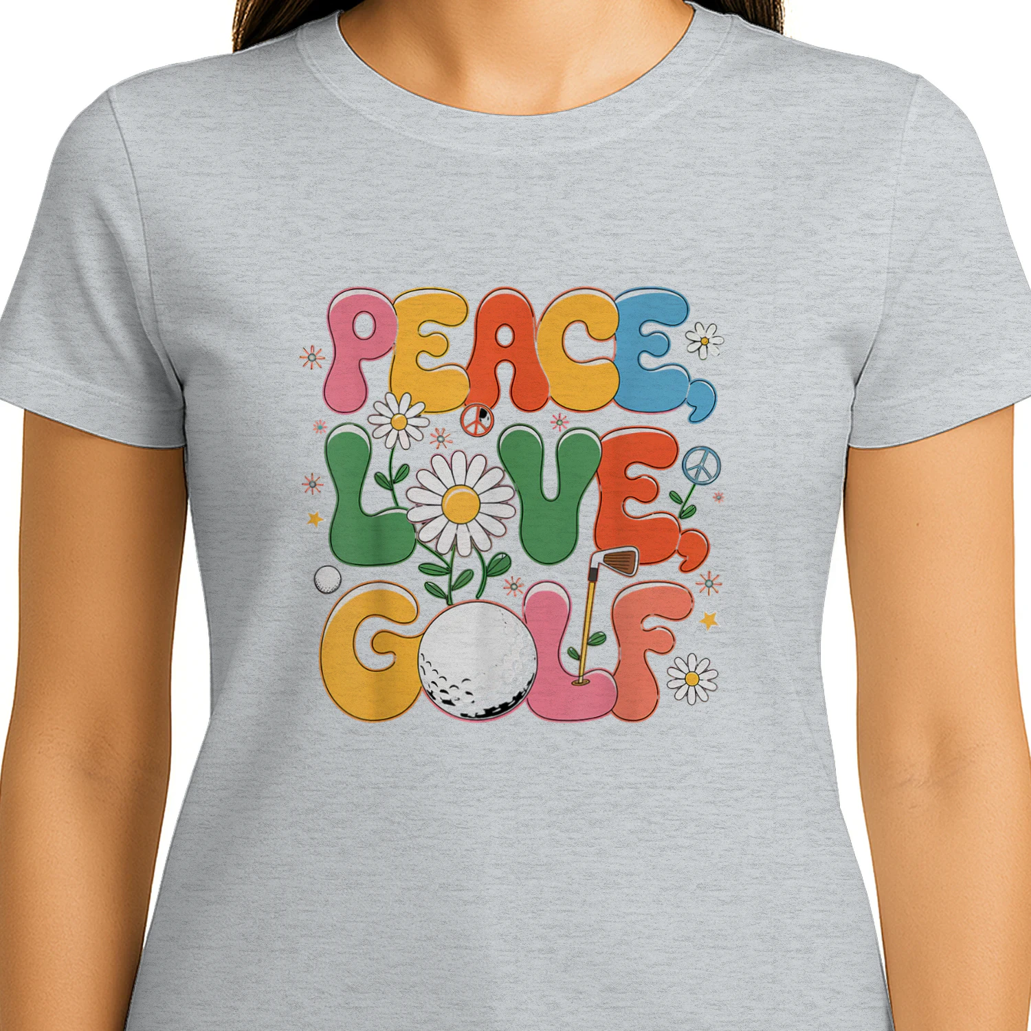Peace Love Golf 60s 70s Hippie Retro Golfer