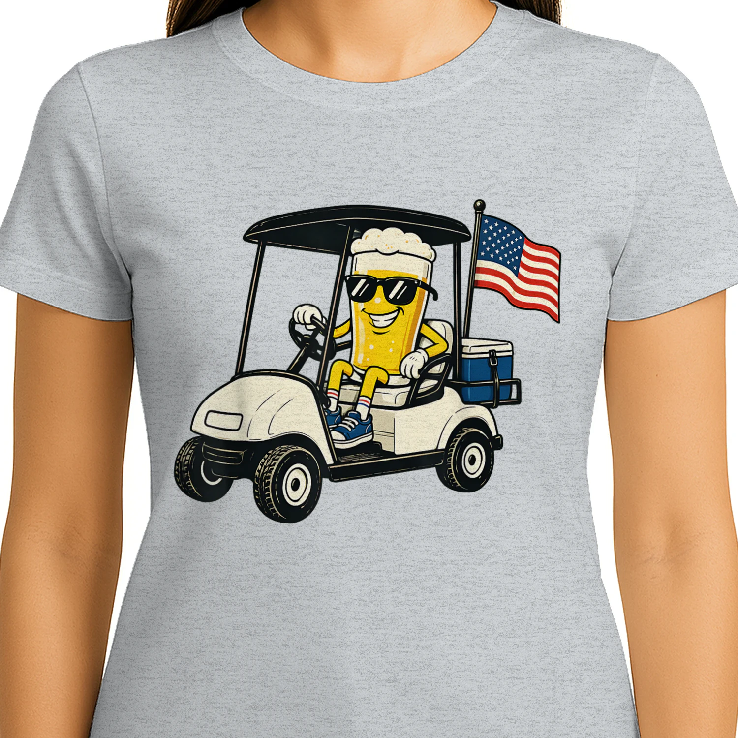 Par Tee in The USA Funny Patriotic Beer Golf Cart USA Flag